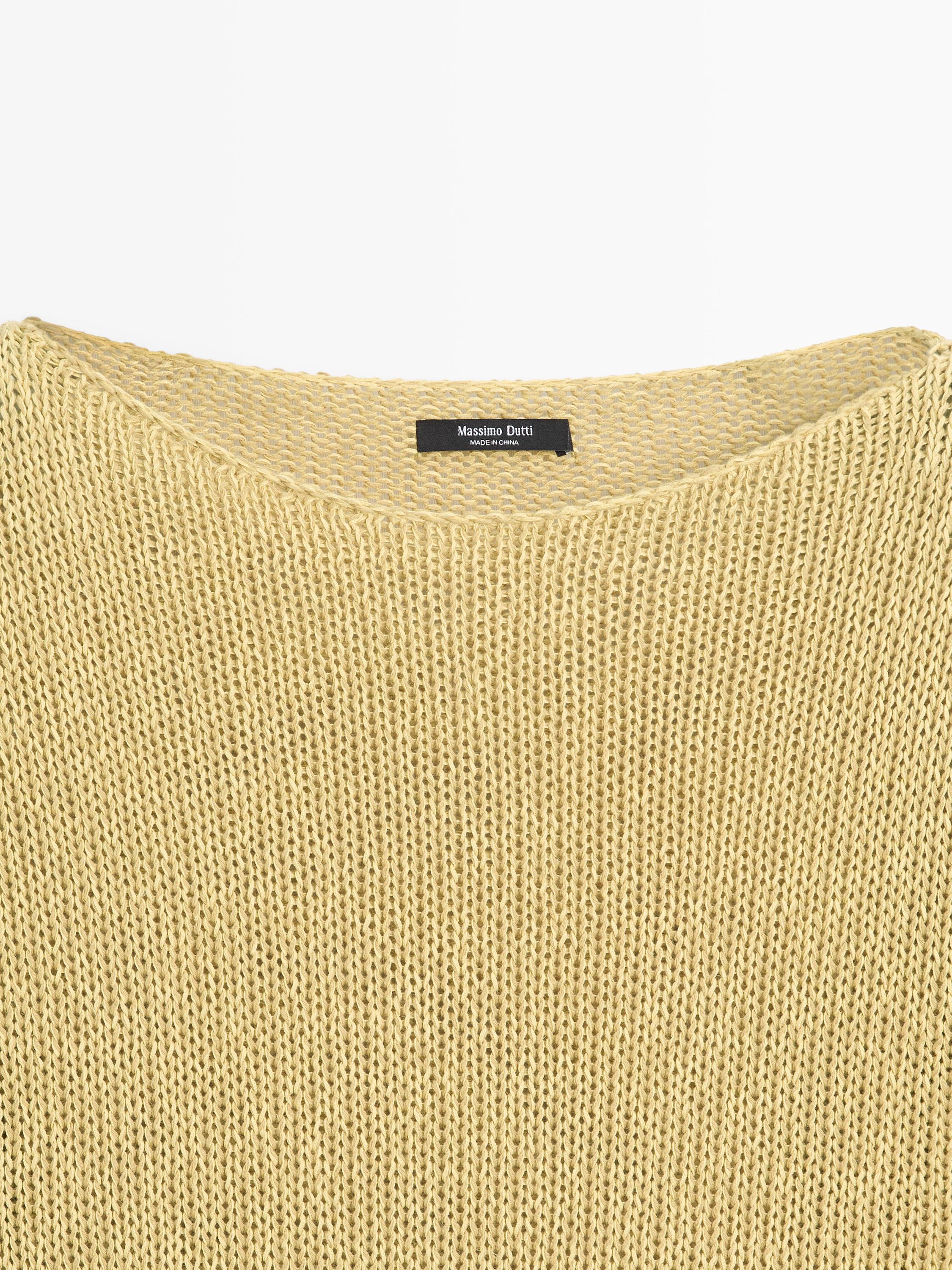Cotton blend cutwork sweater — LIME