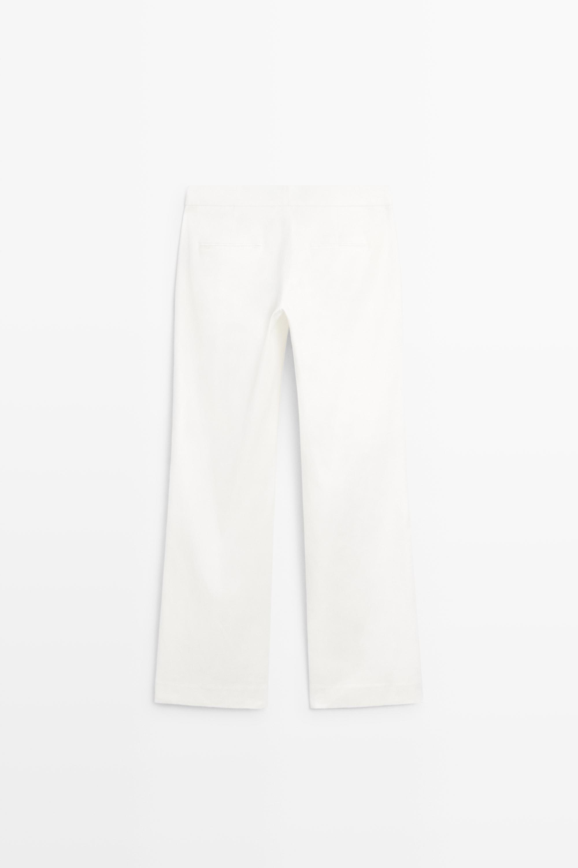 Linen kick flare fit pants — WHITE