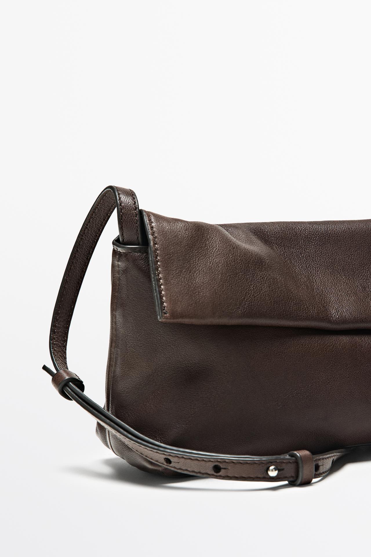 Nappa leather crossbody bag — BROWN