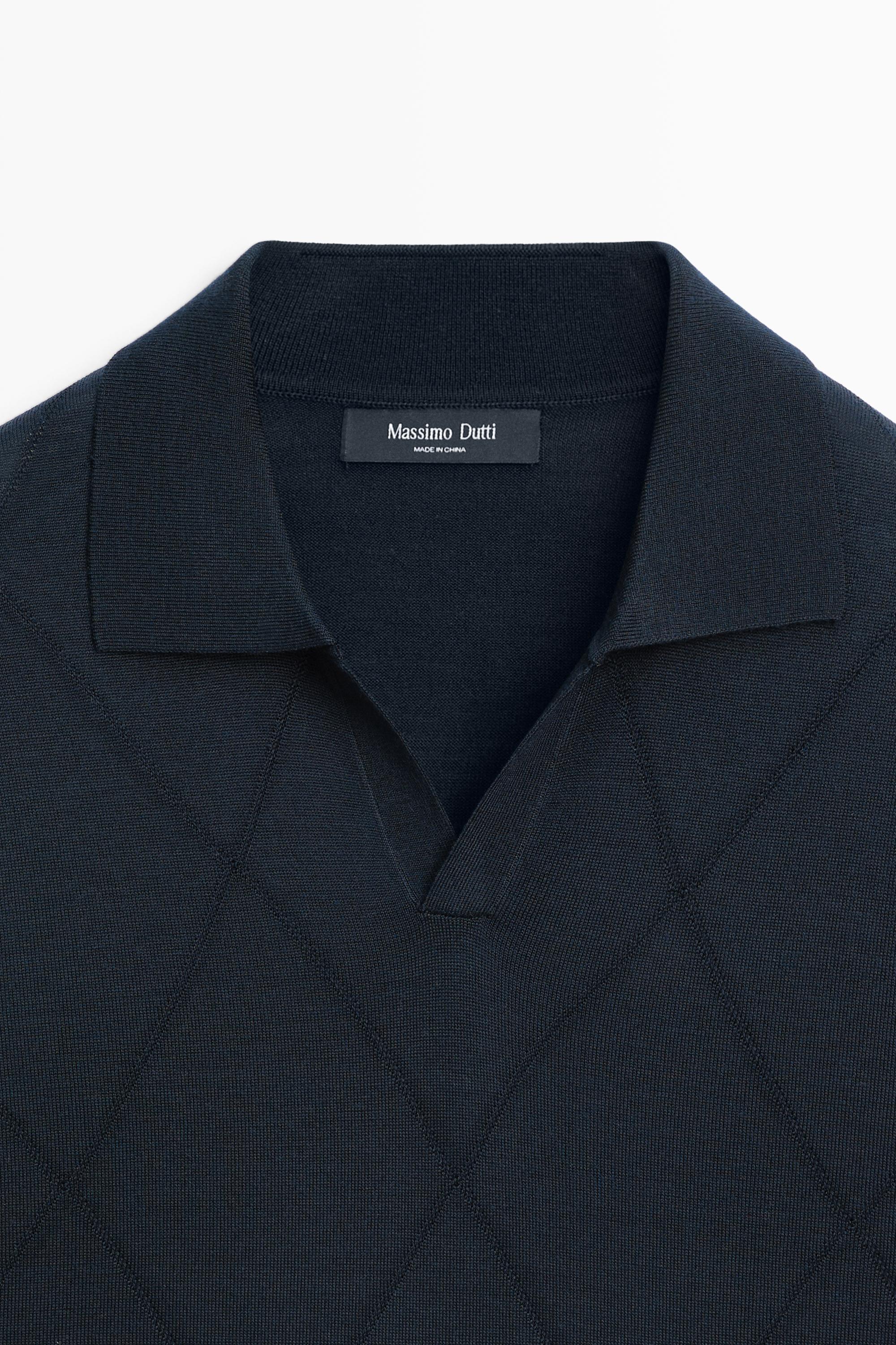 Argyle knit polo sweater — NAVY BLUE