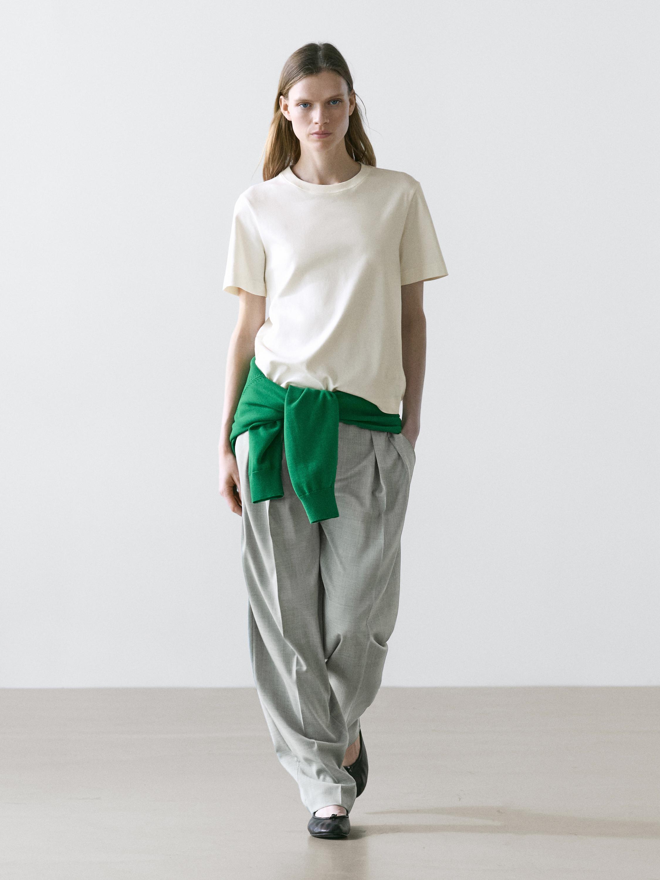 T-shirt interlock col rond 100 % coton