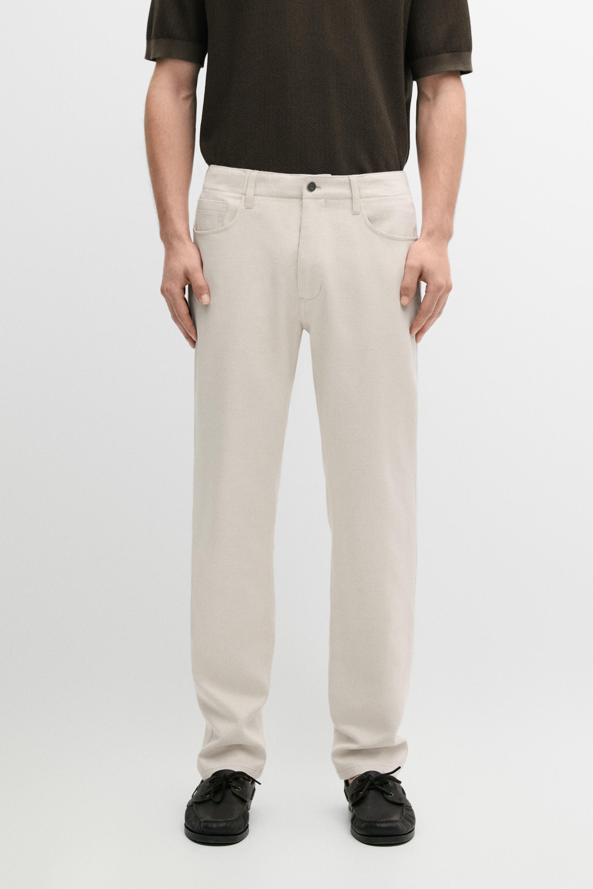Cotton and linen tapered fit jeans — CREAM