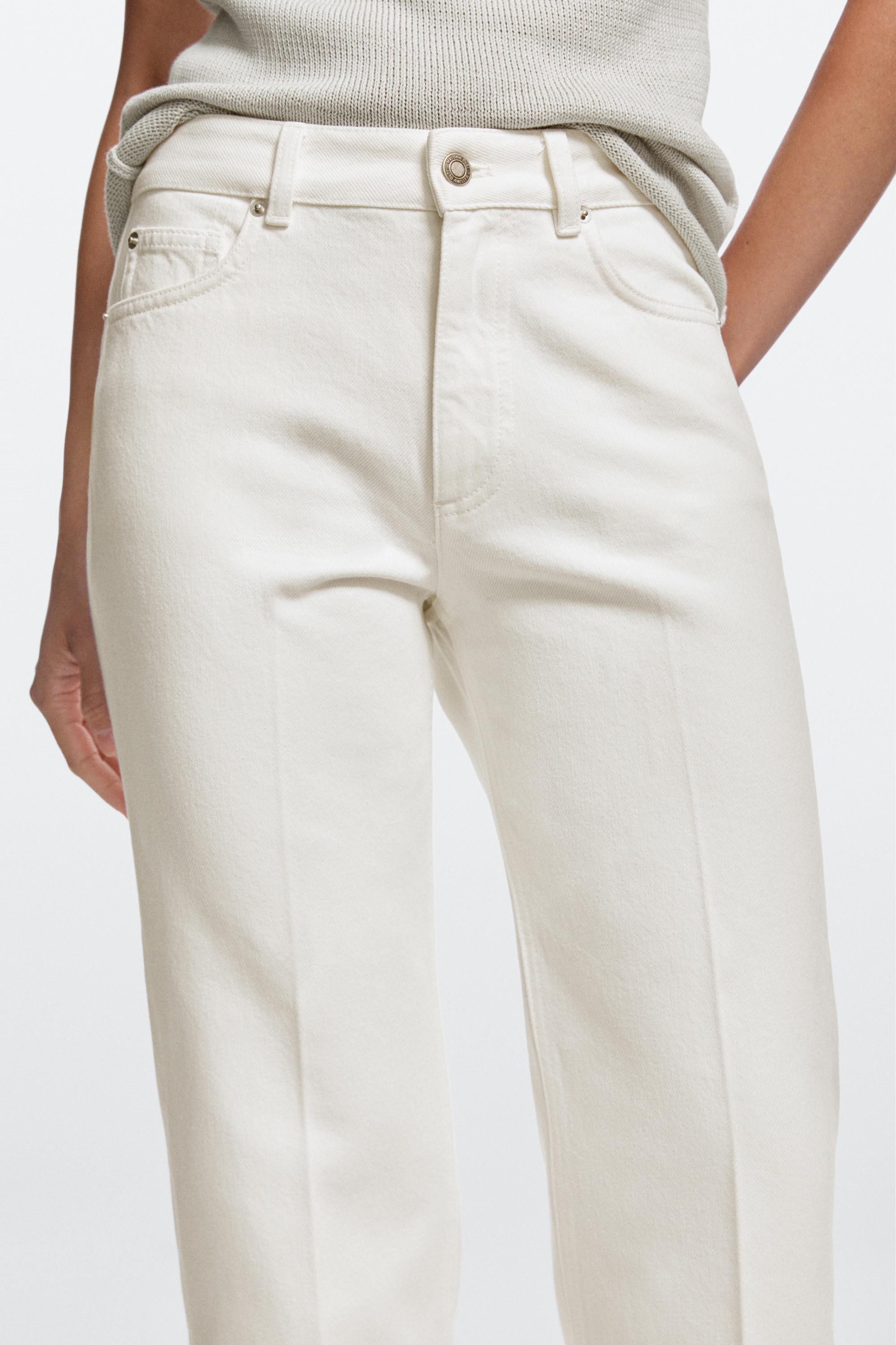 Mid-waist cropped flare fit jeans — Off white