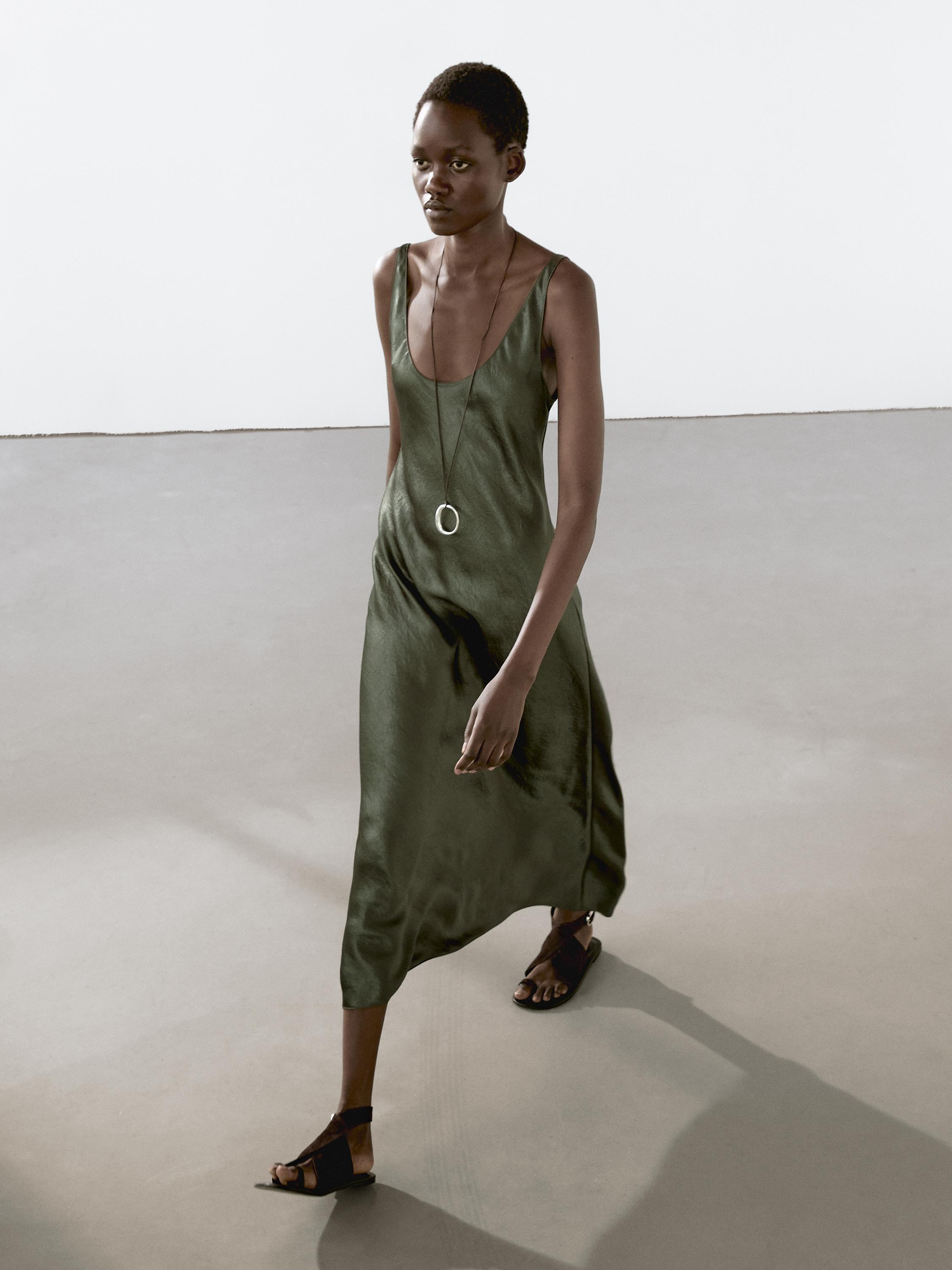 Long flowing satin dress