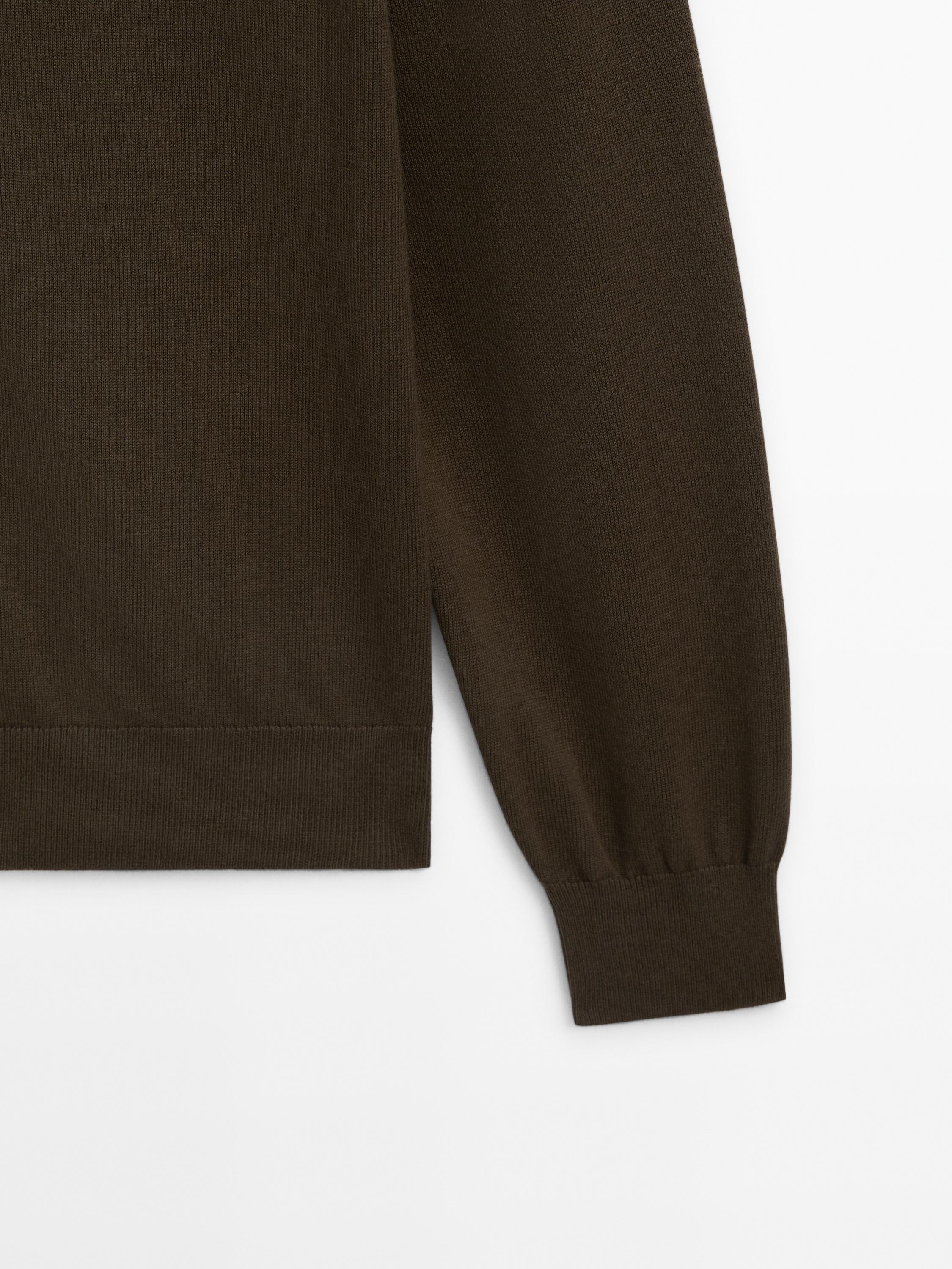Cotton blend zip-up knit cardigan