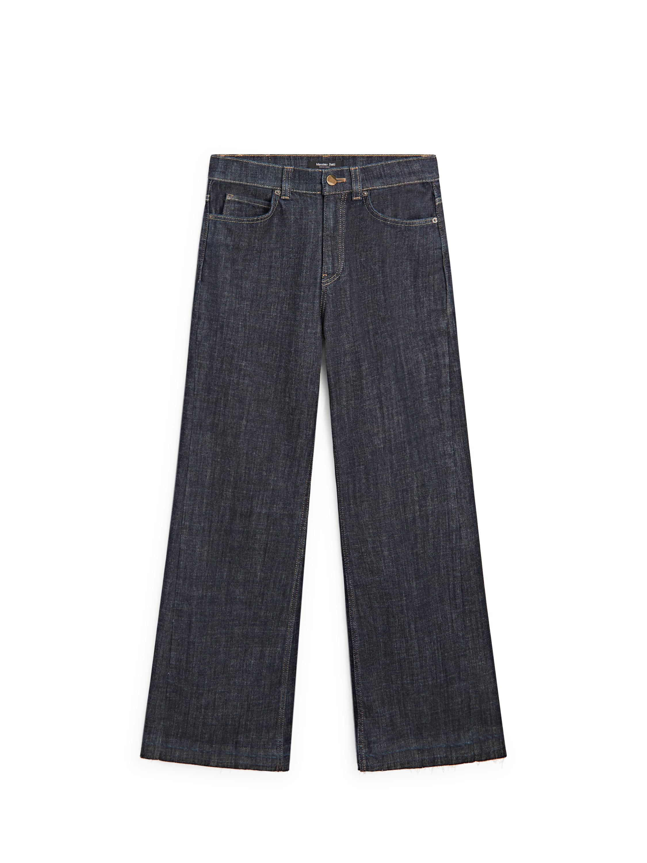 Flared high-waist jeans — DARK BLUE