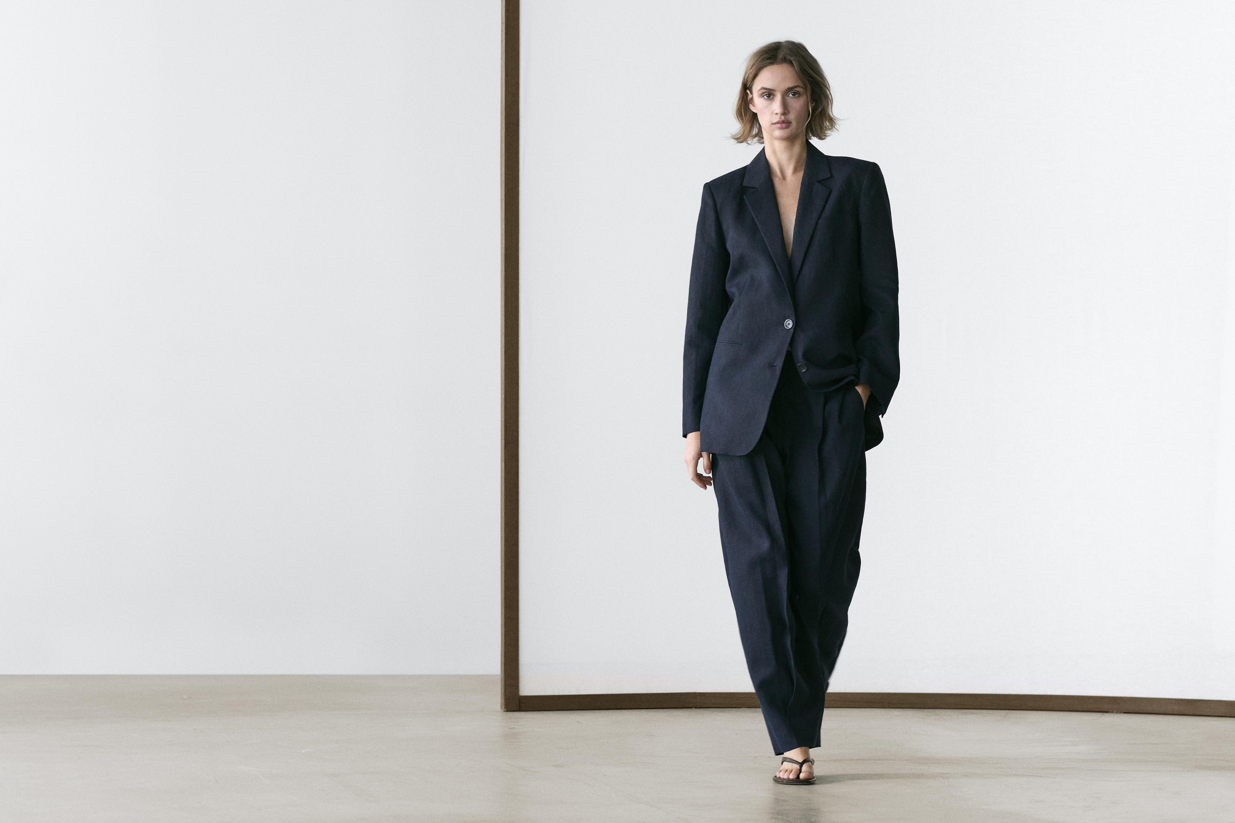 Linen suit trousers — NAVY BLUE