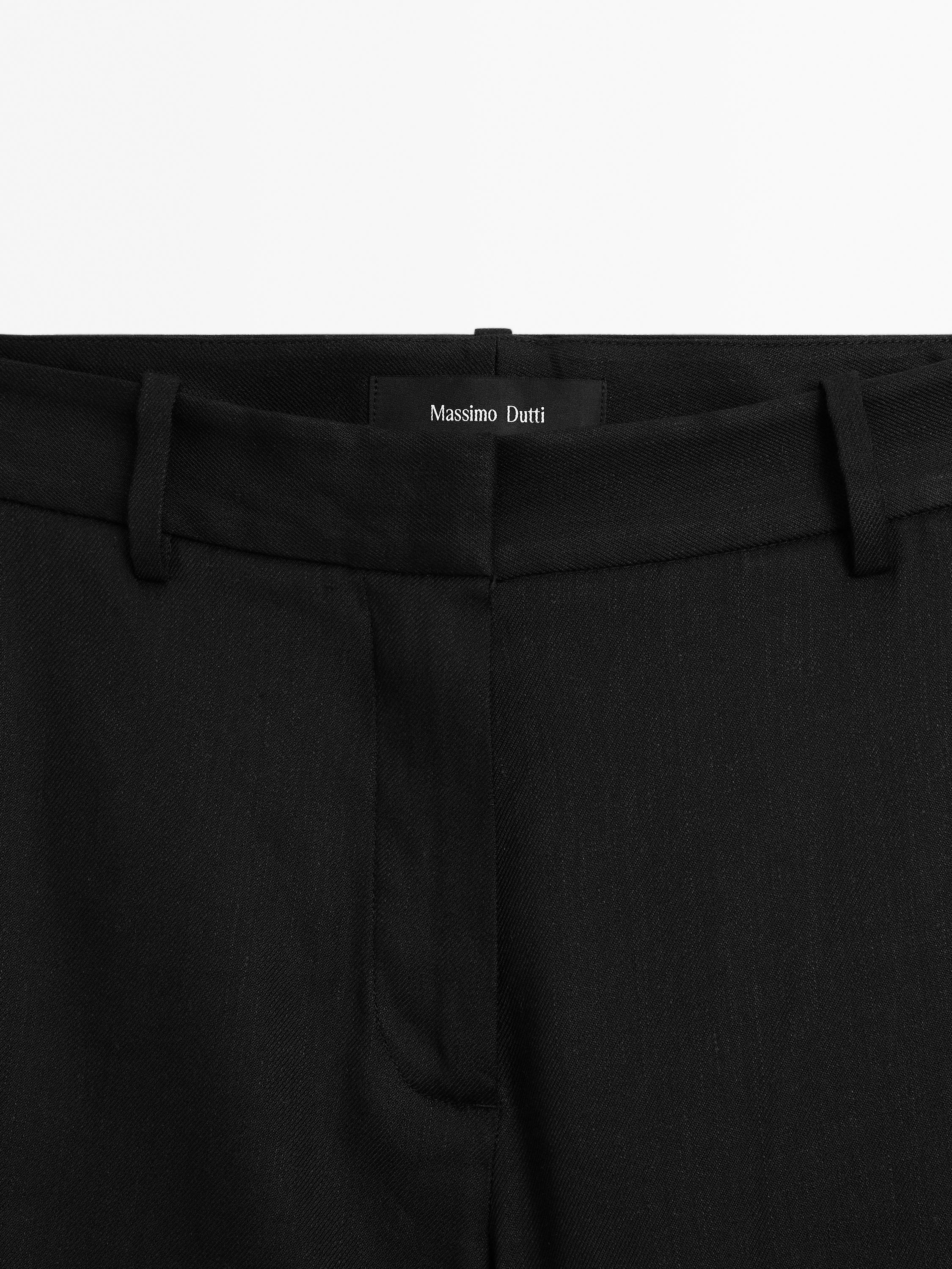 Stretch linen blend trousers