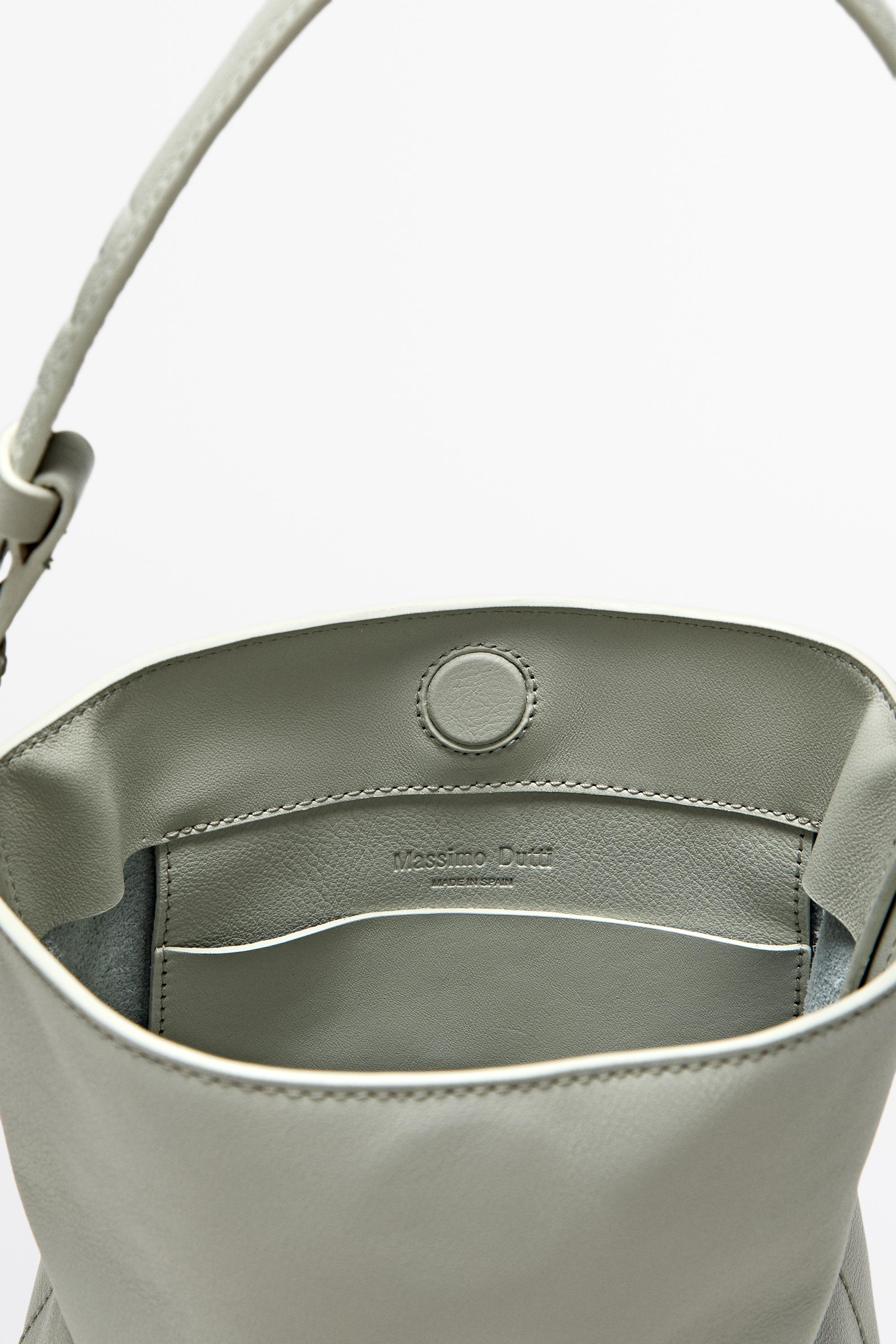 Nappa leather mini bucket bag — Off white