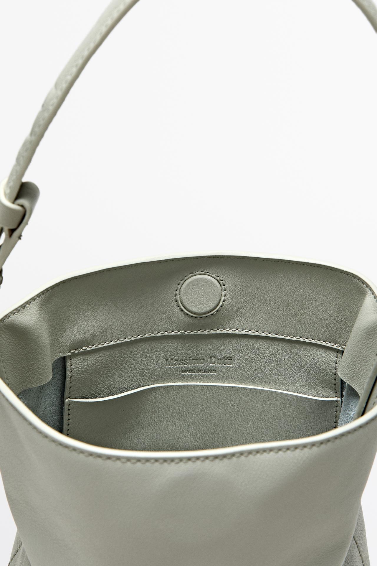 Nappa leather mini bucket bag — Off white