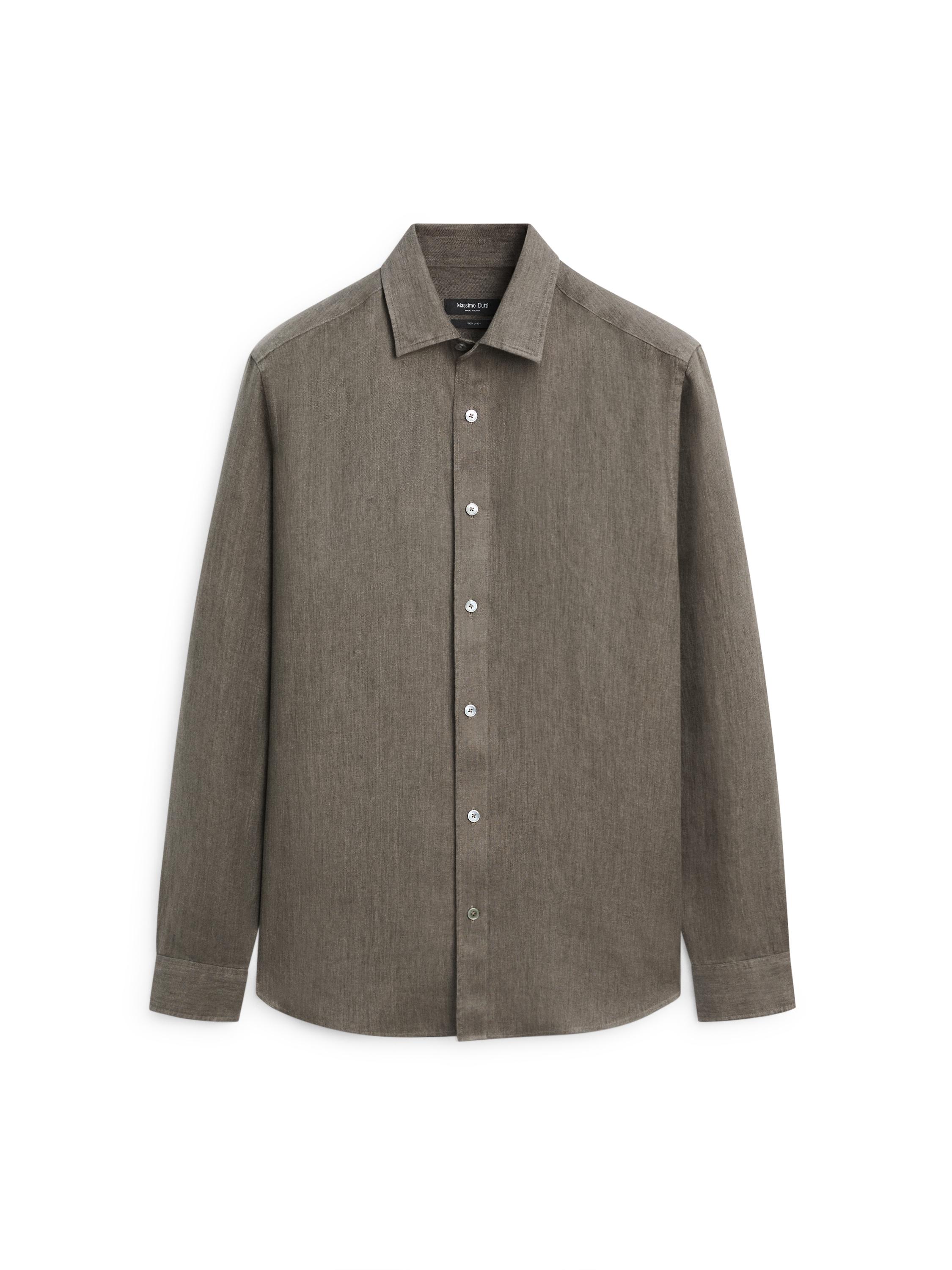 100% linen regular fit shirt — GREEN