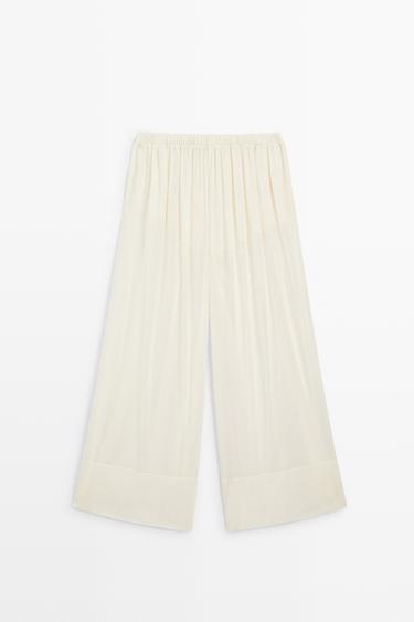 Semi-sheer flowing wide-leg pants — Off white 2
