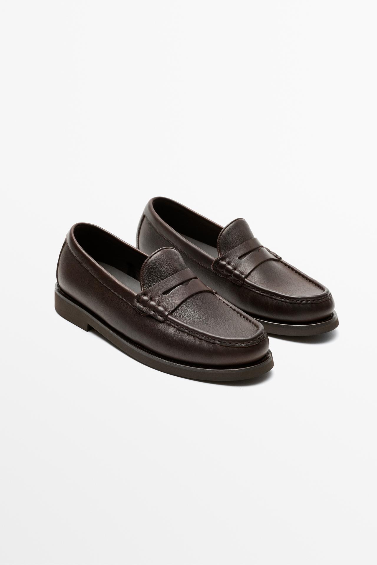Leather penny loafer — BROWN