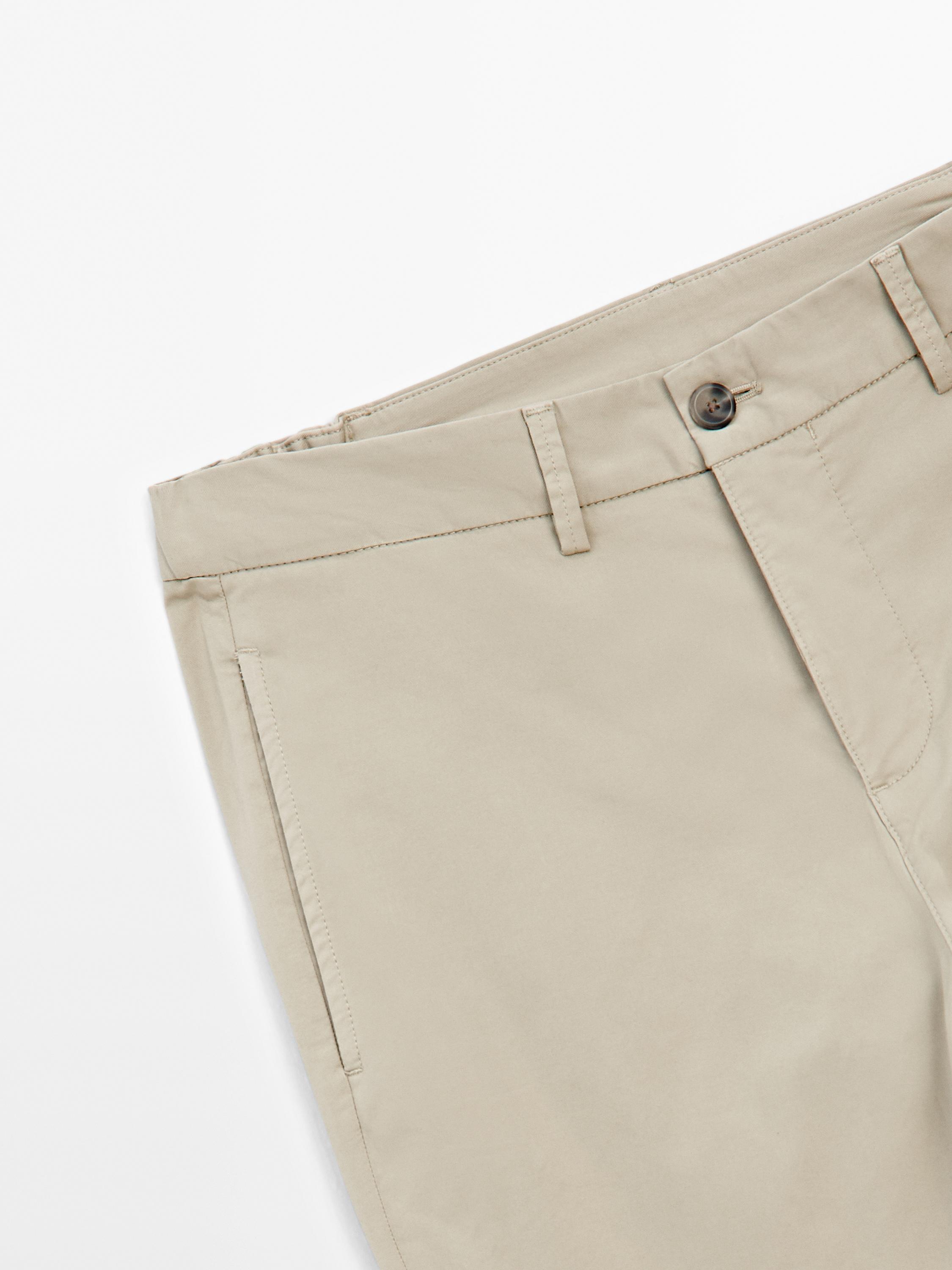 Cotton blend slim fit trousers