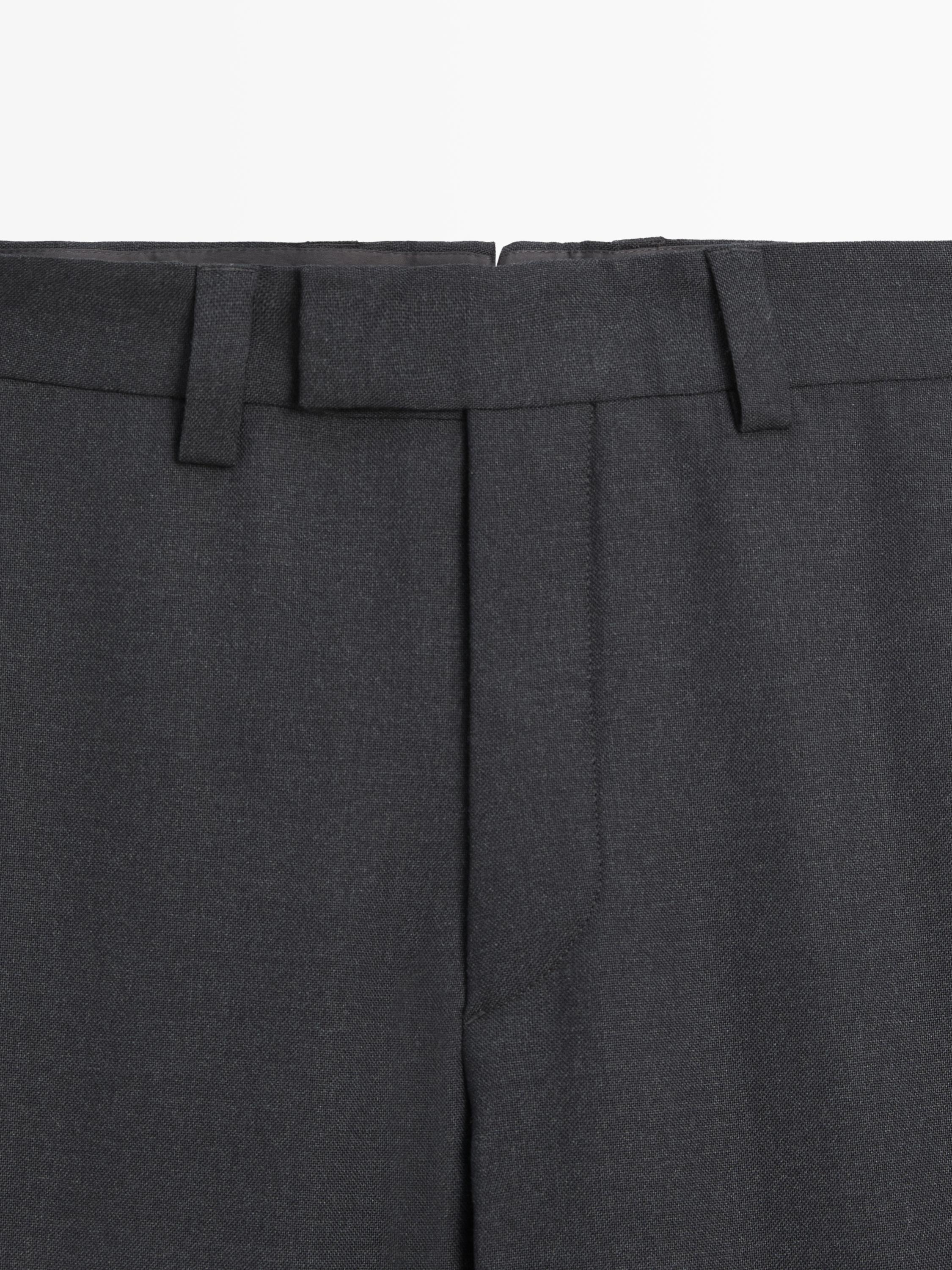 Tailored three-ply wool barrel fit trousers — CHARCOAL