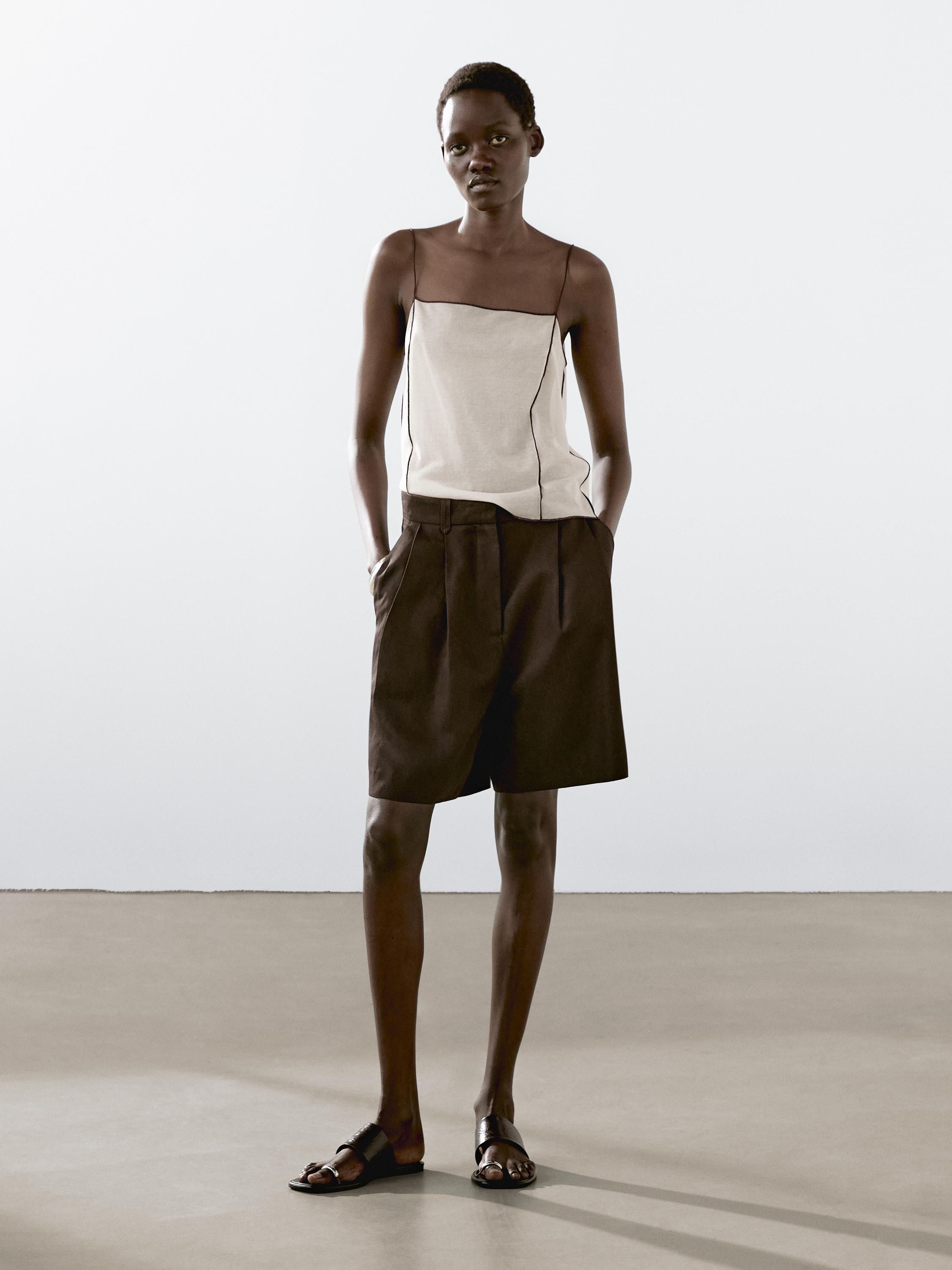 Cotton blend strappy camisole top