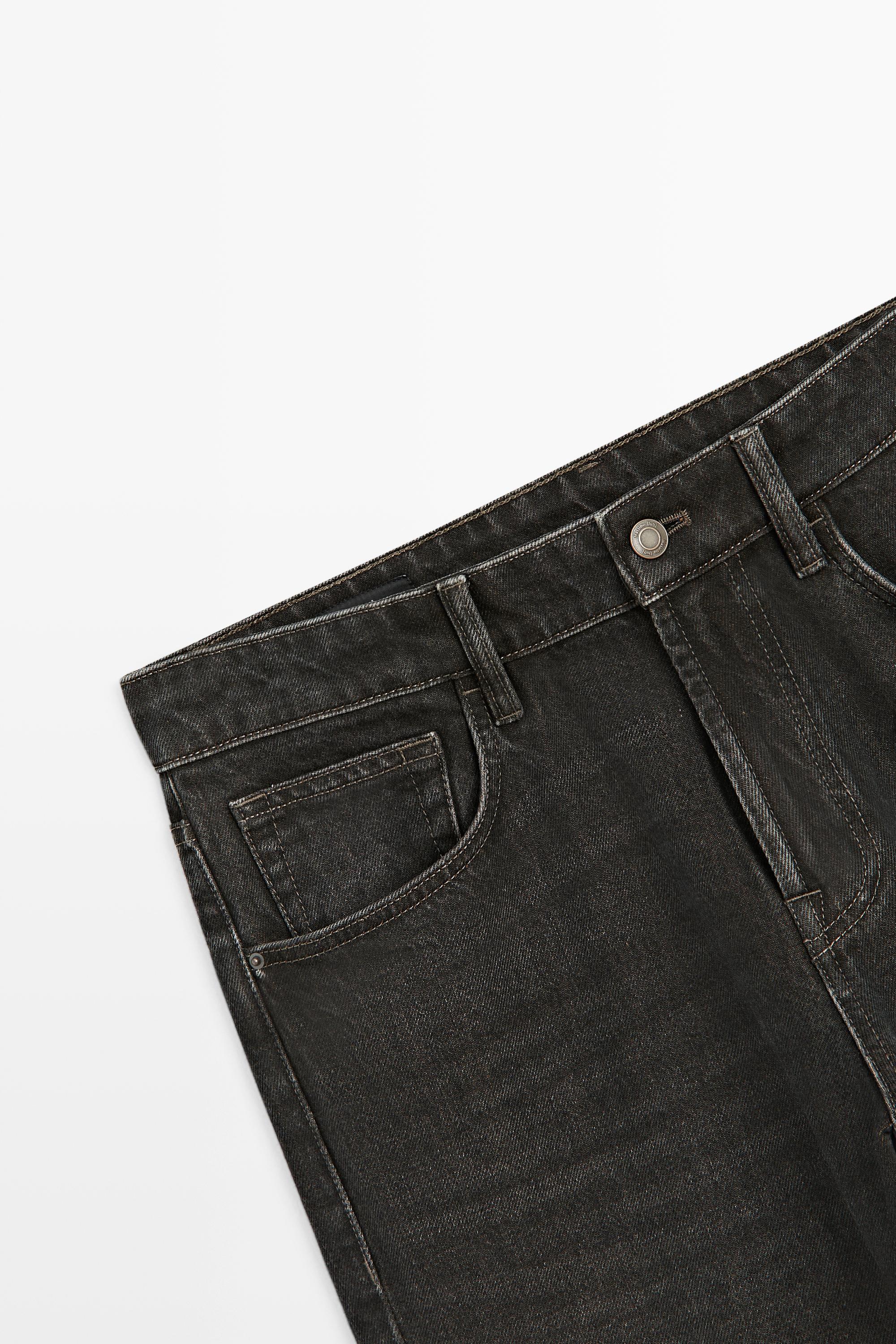 Stonewashed tapered-fit jeans — GREY