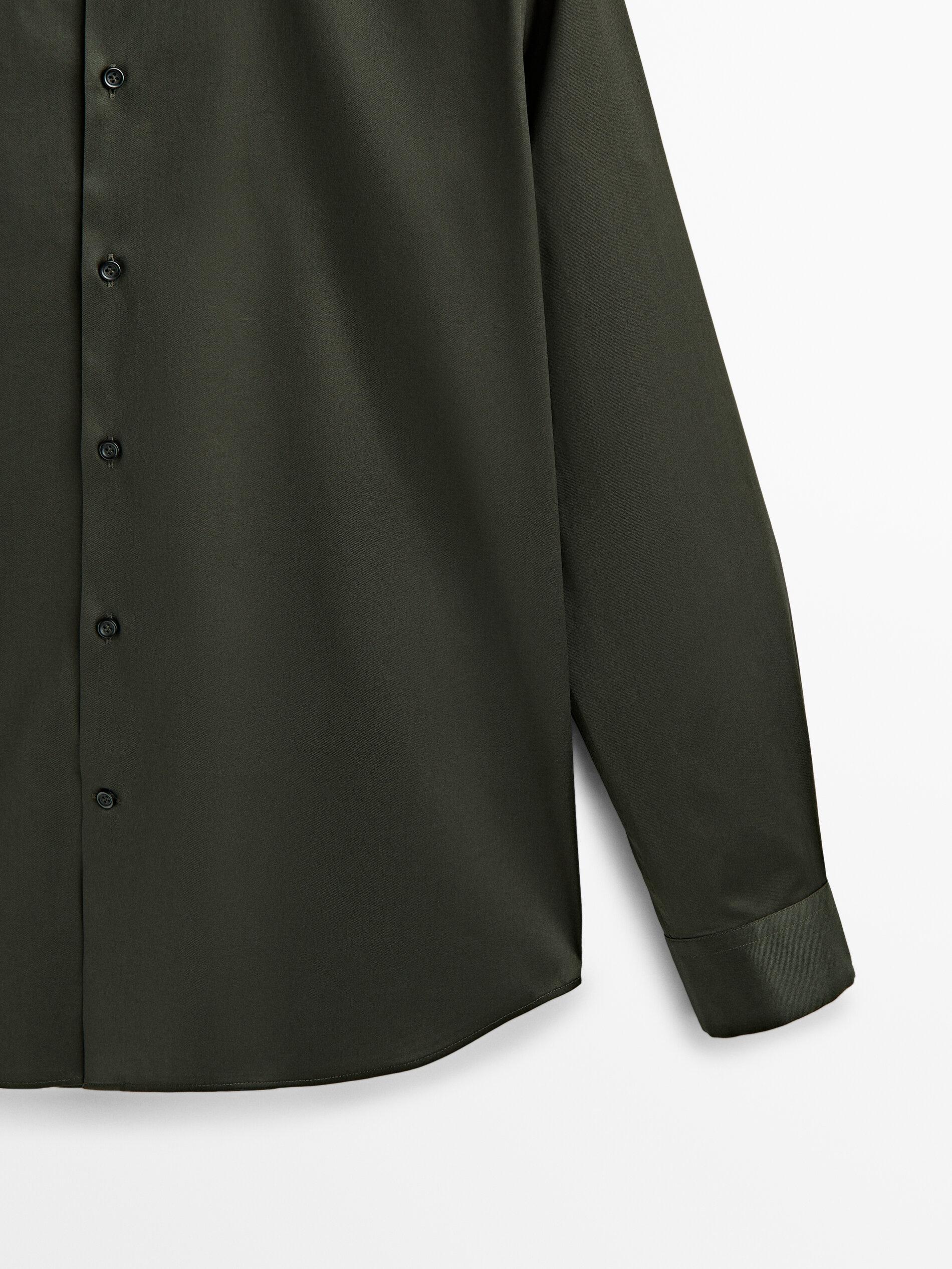 Slim fit cotton blend shirt