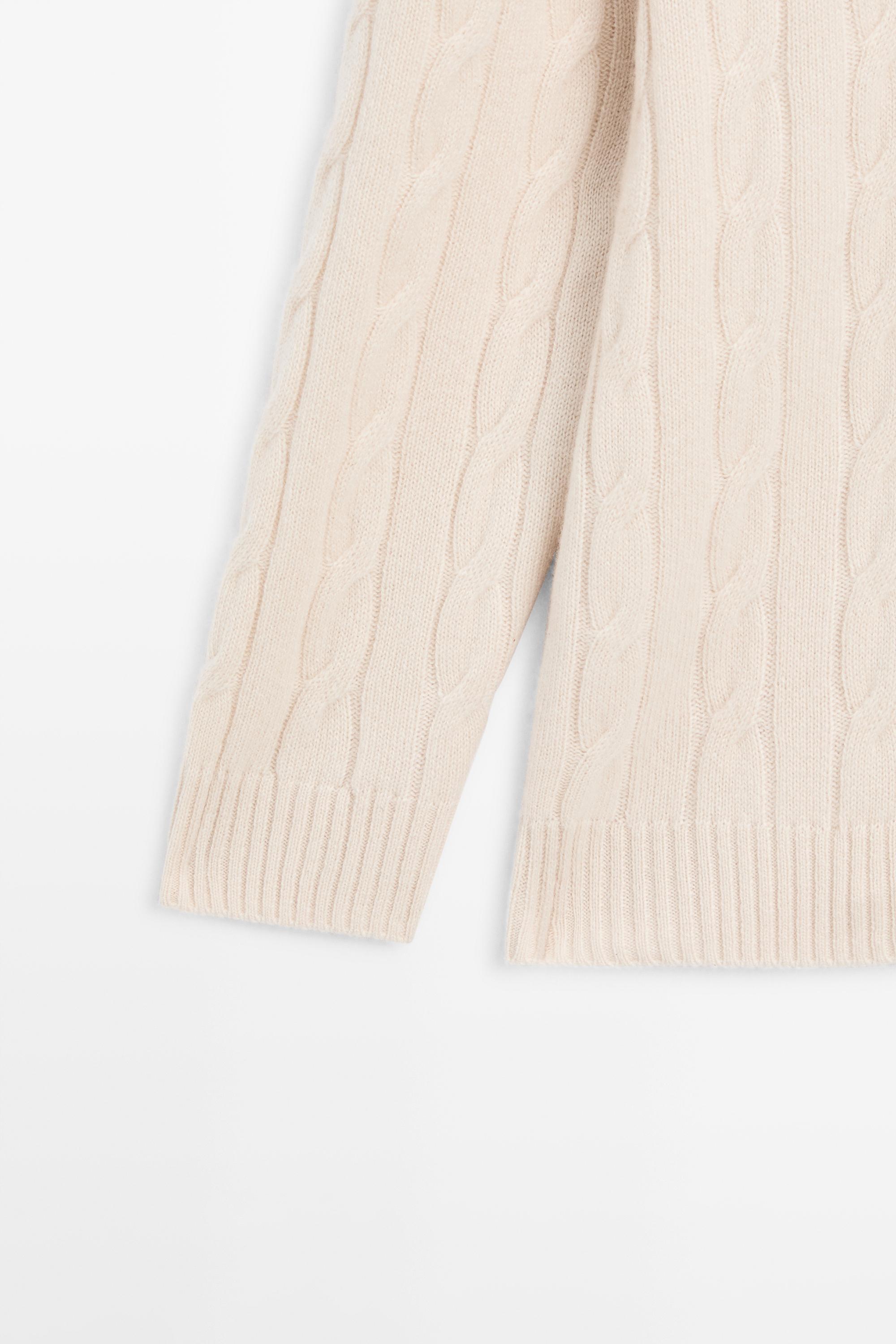 100% cashmere cable-knit sweater — BEIGE