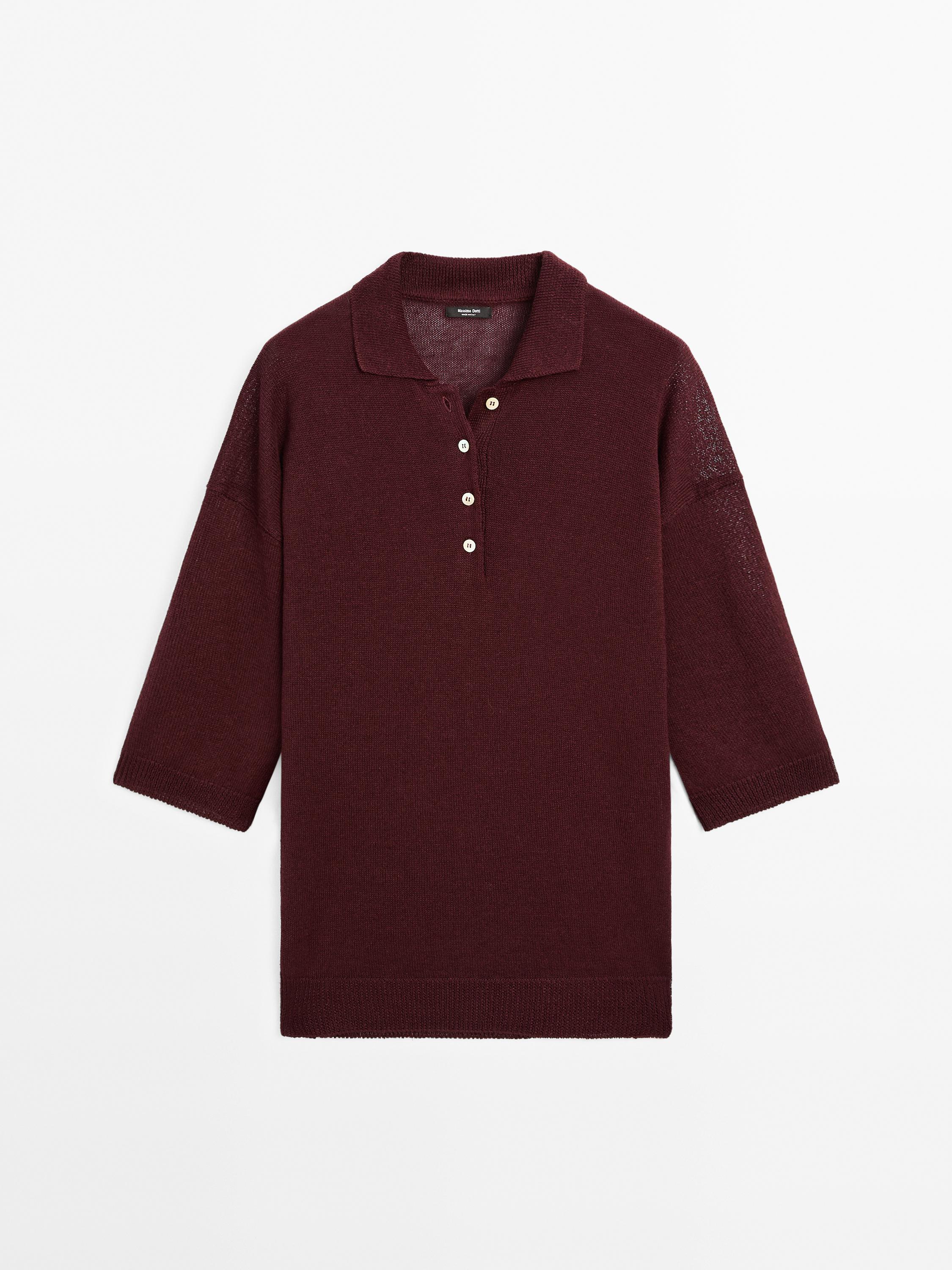 Oversize polo neck knitted jumper
