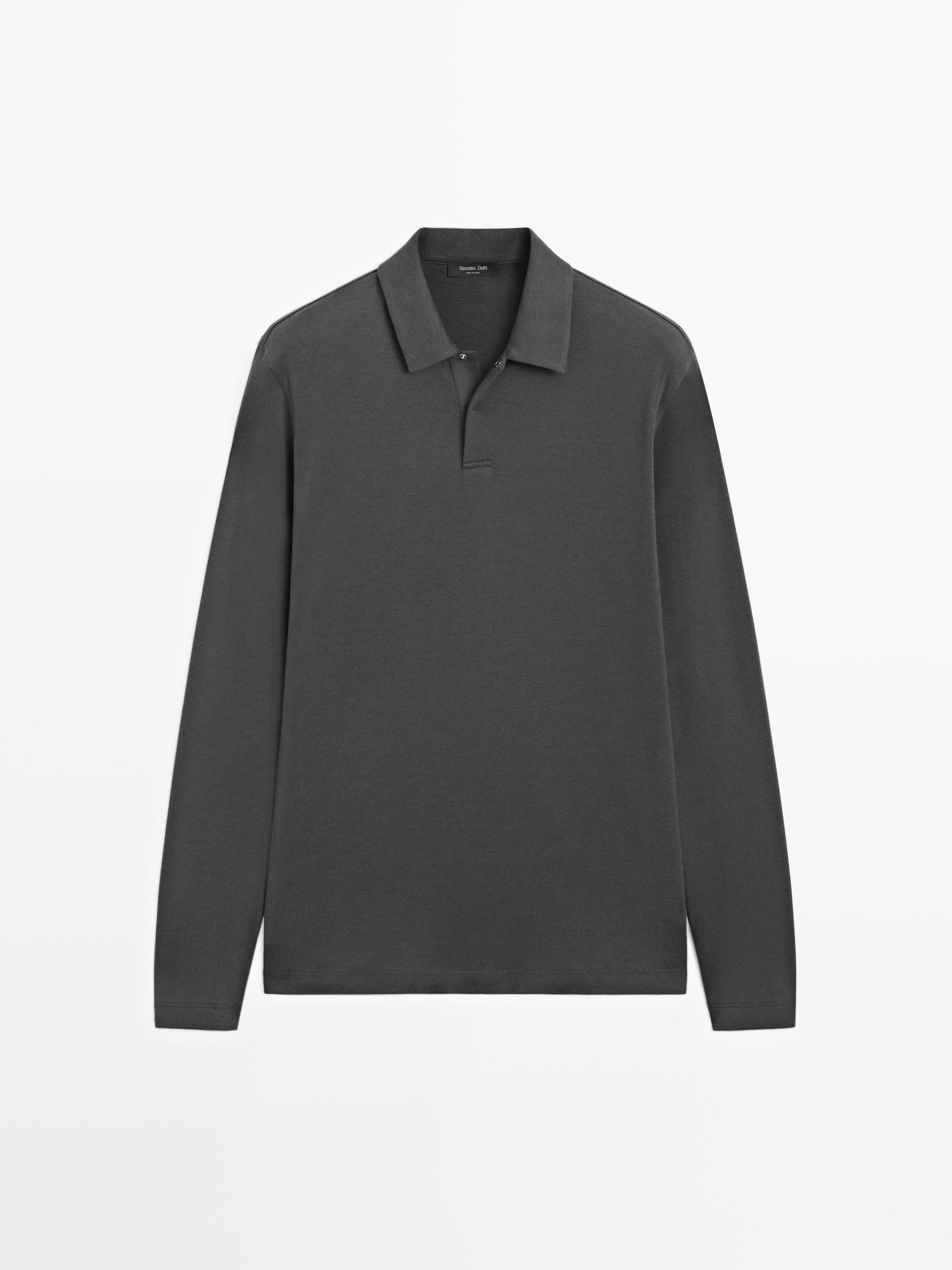 Long sleeve polo shirt with snap button