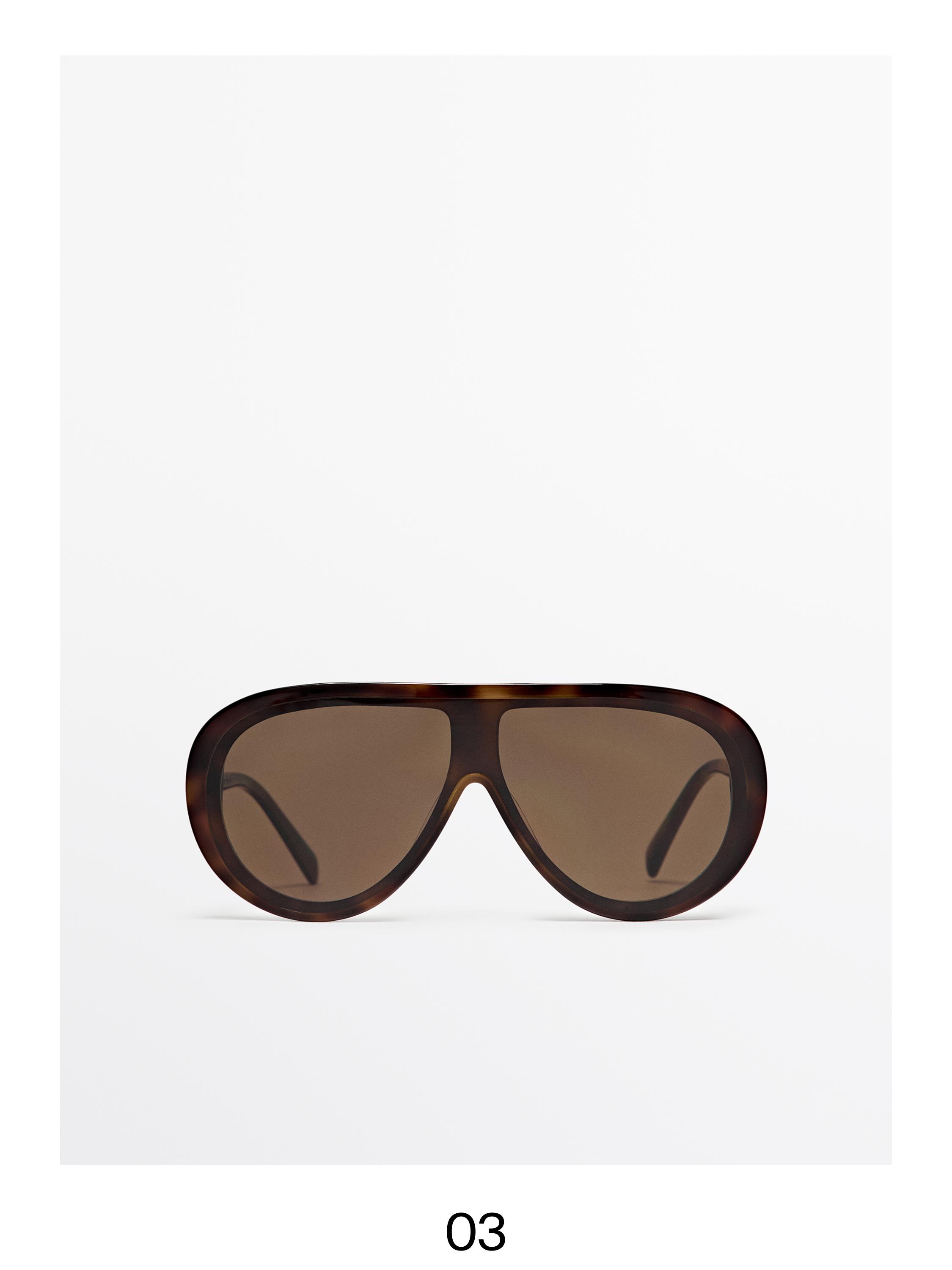 Tortoiseshell-effect aviator sunglasses — BROWN