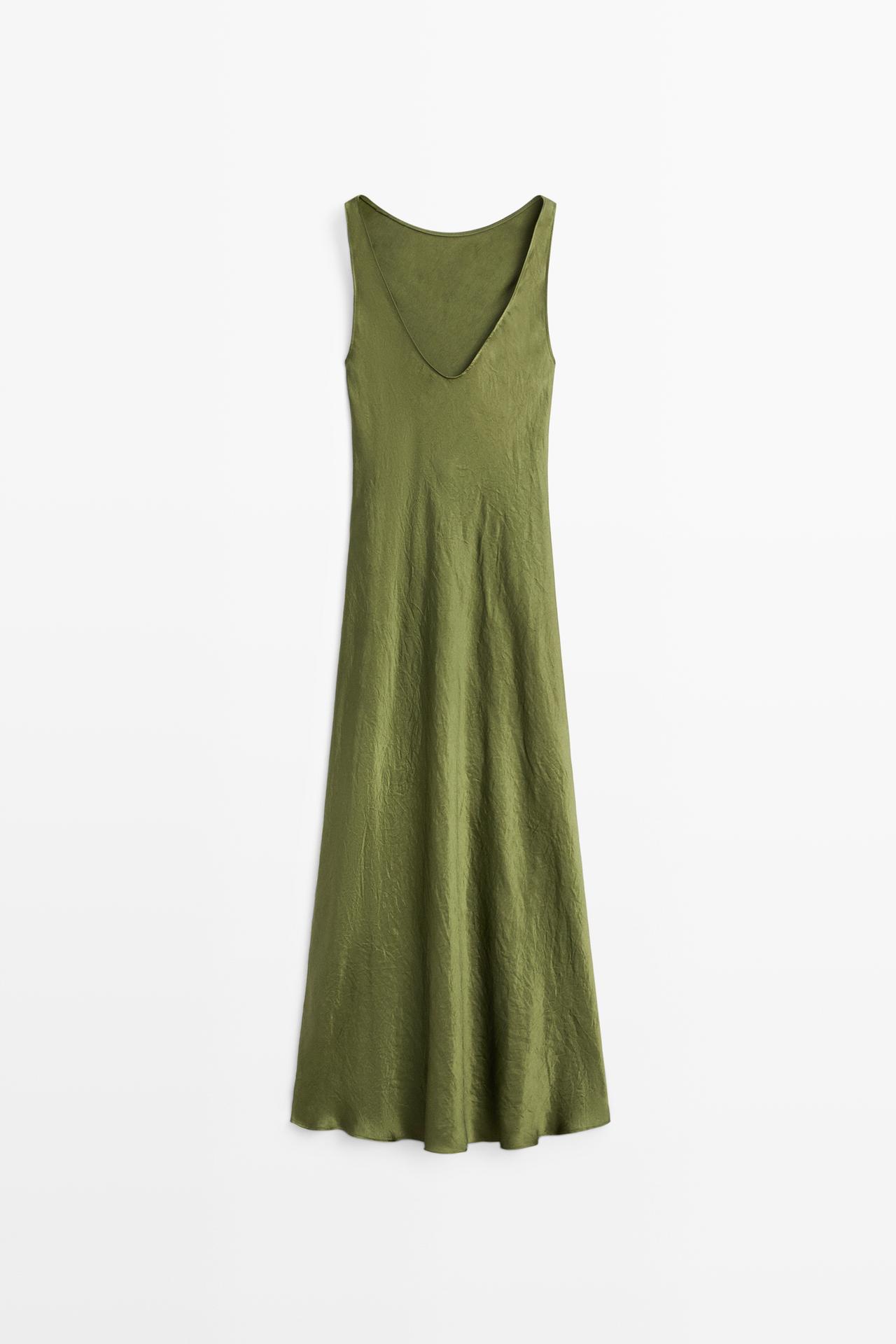 Flowing midi dress — GREEN