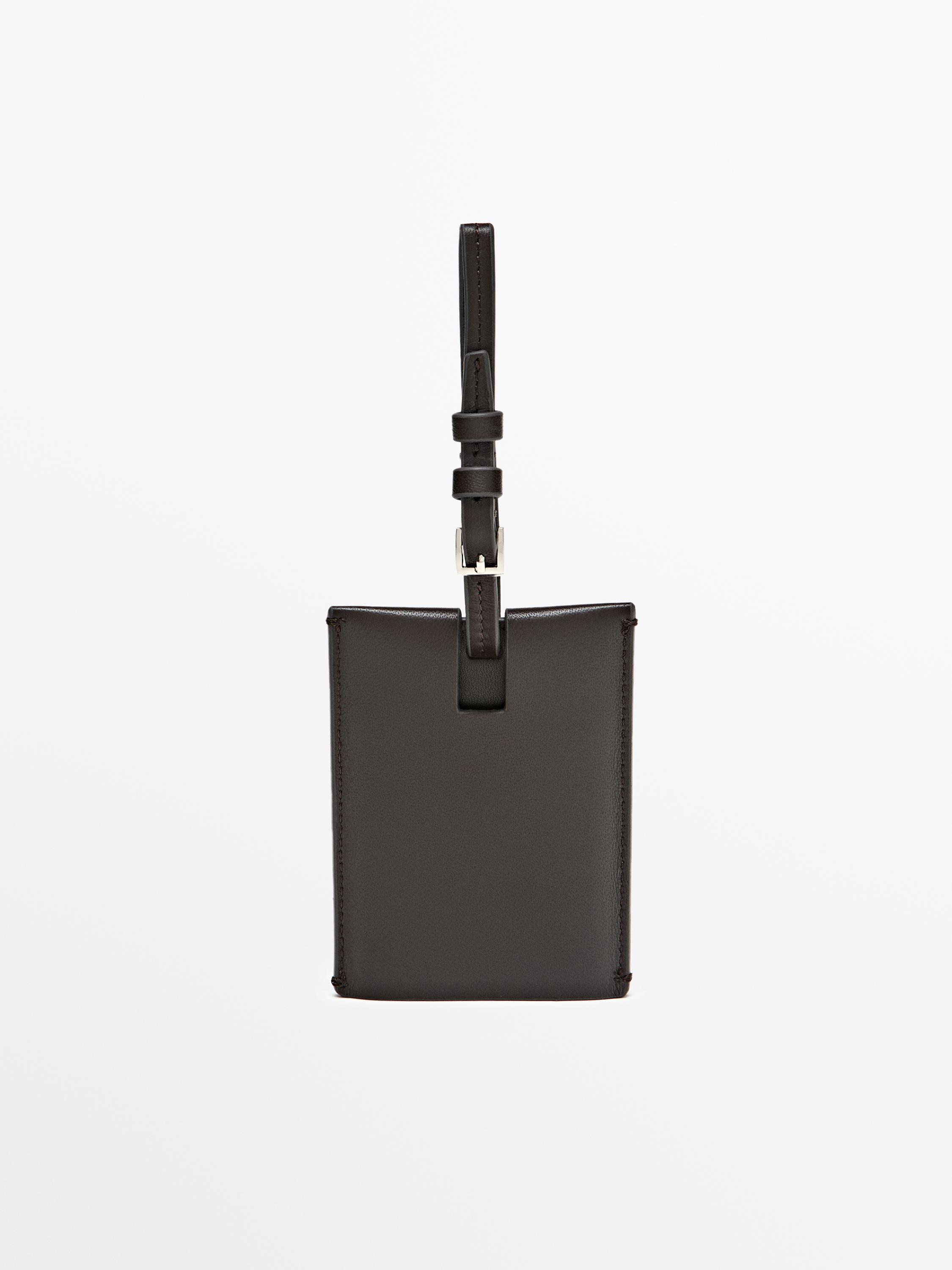 Nappa leather luggage tag — BROWN