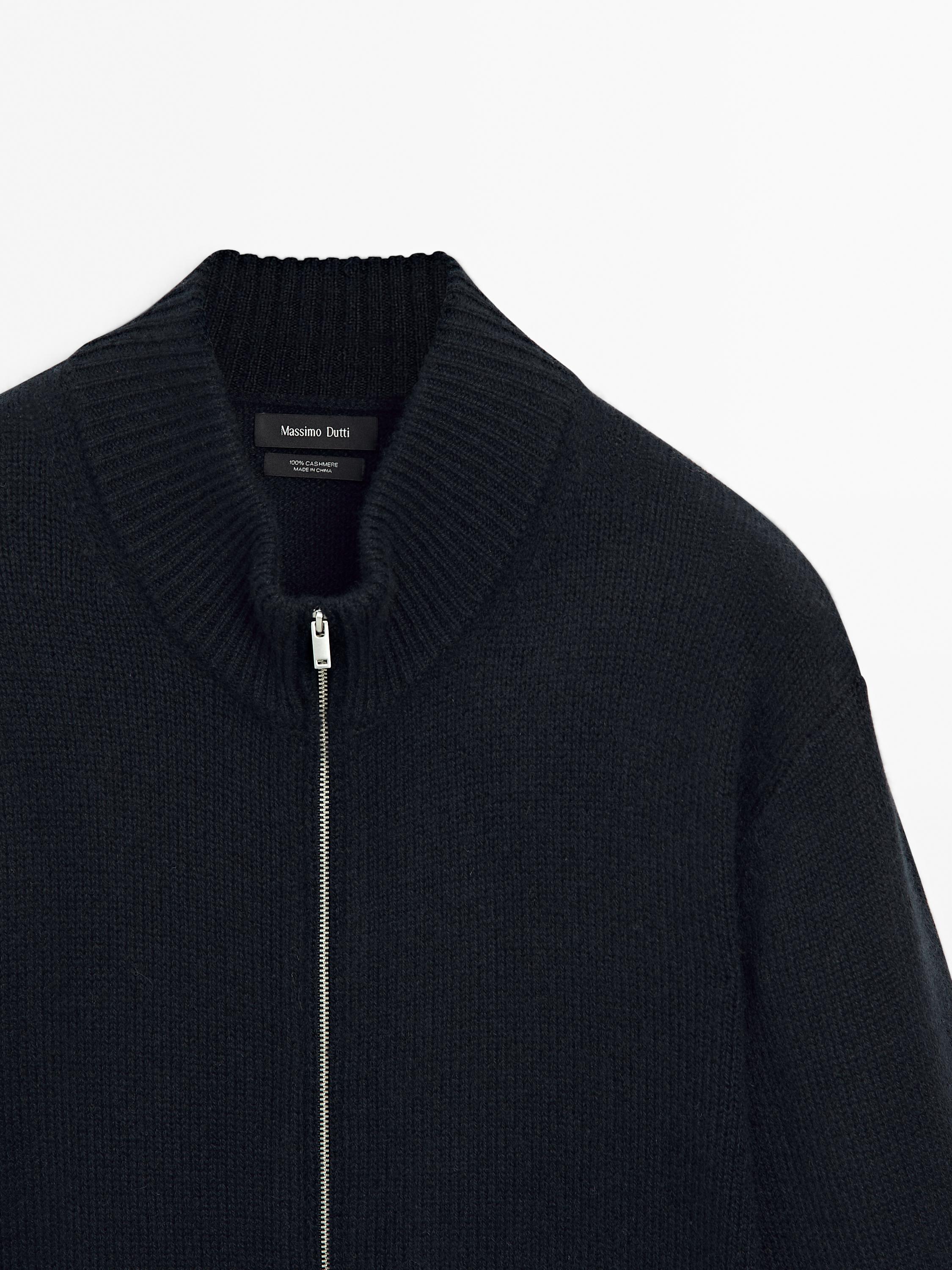 Zip-up cashmere bomber cardigan