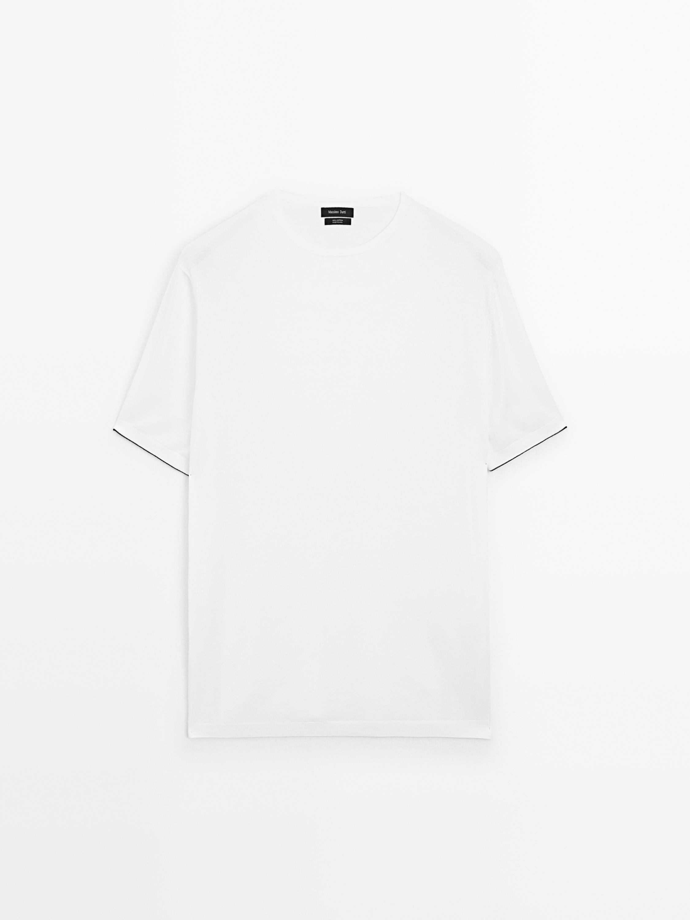 T-shirt en maille manches courtes détail de couleur