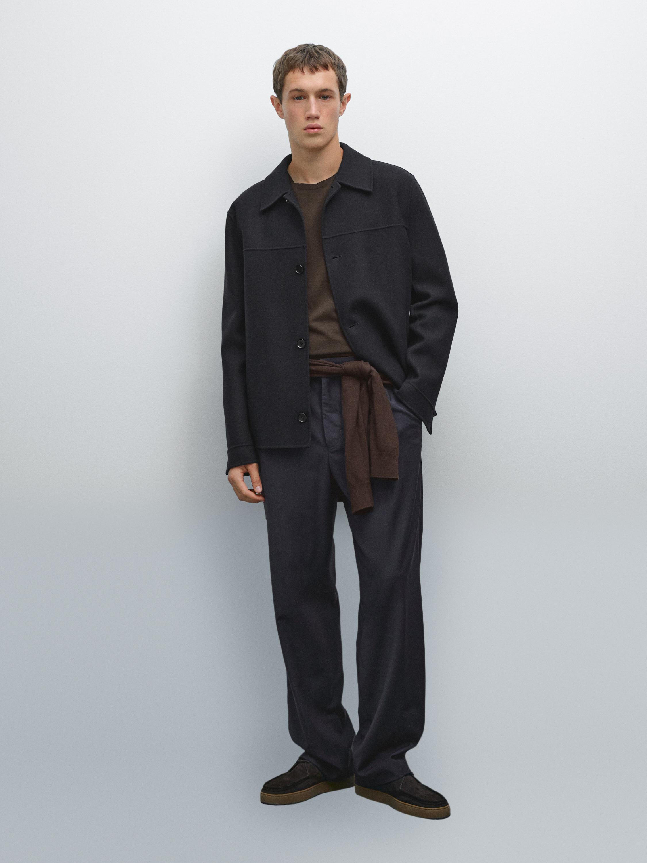 Double wool blend overshirt