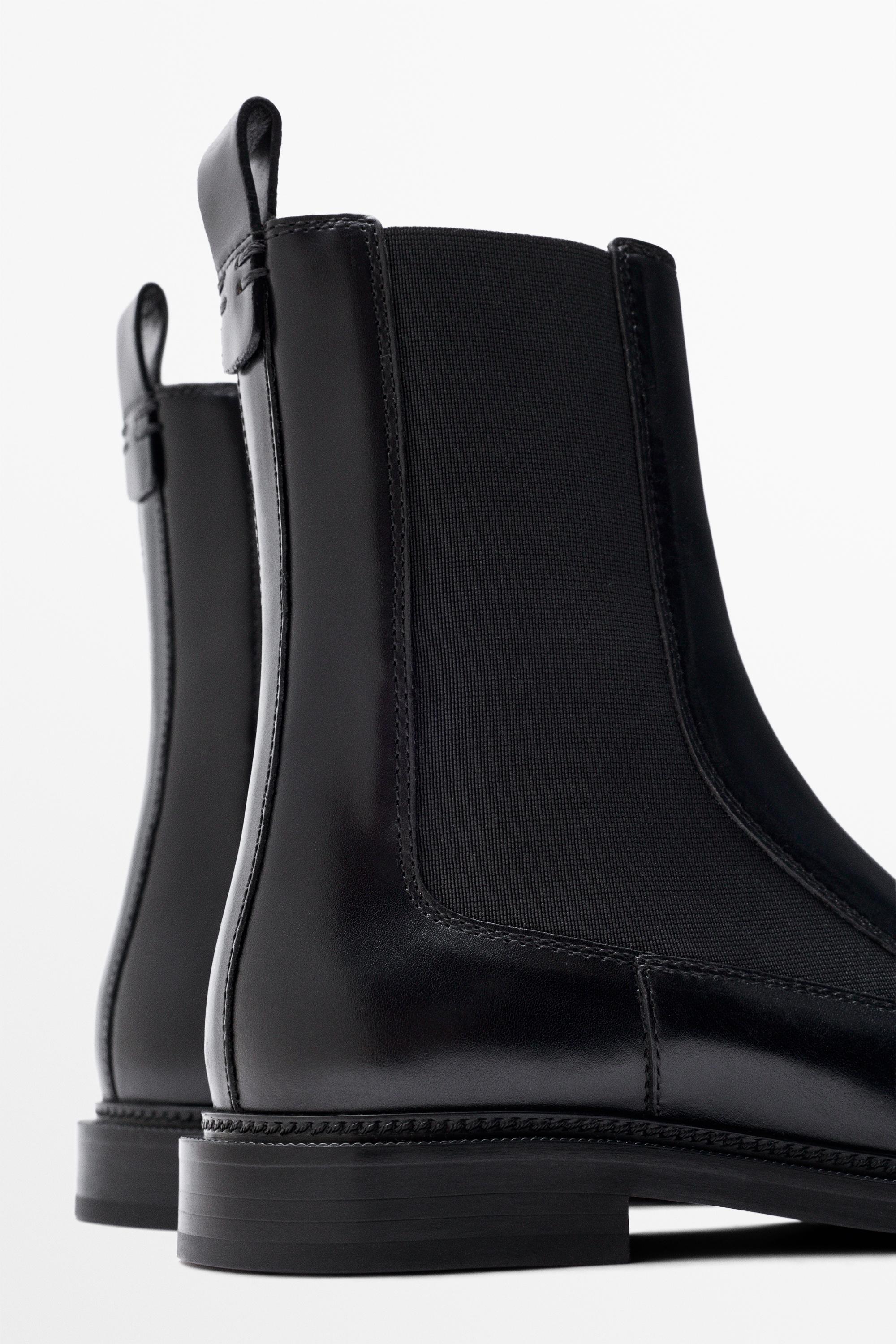 Massimo Dutti ブラック フラットシューズ 37 Flat leather Chelsea ankle boots · Black · Flatâ Ankleâ Boot