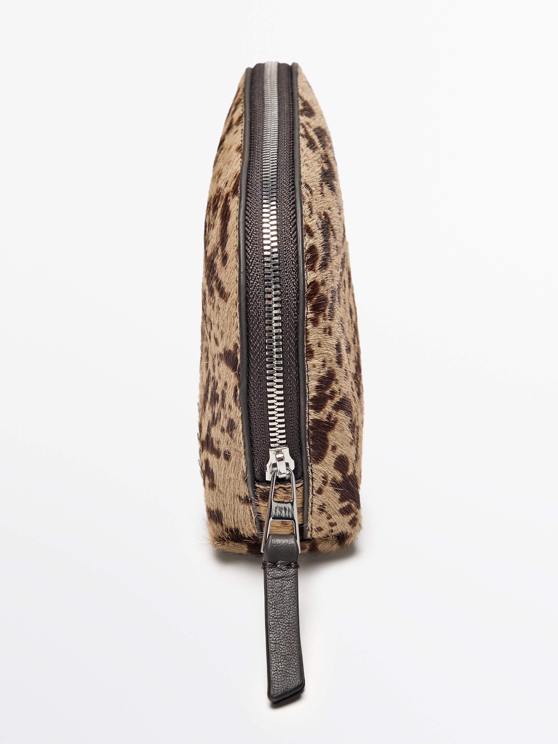 Mini-trousse en peau à imprimé animal