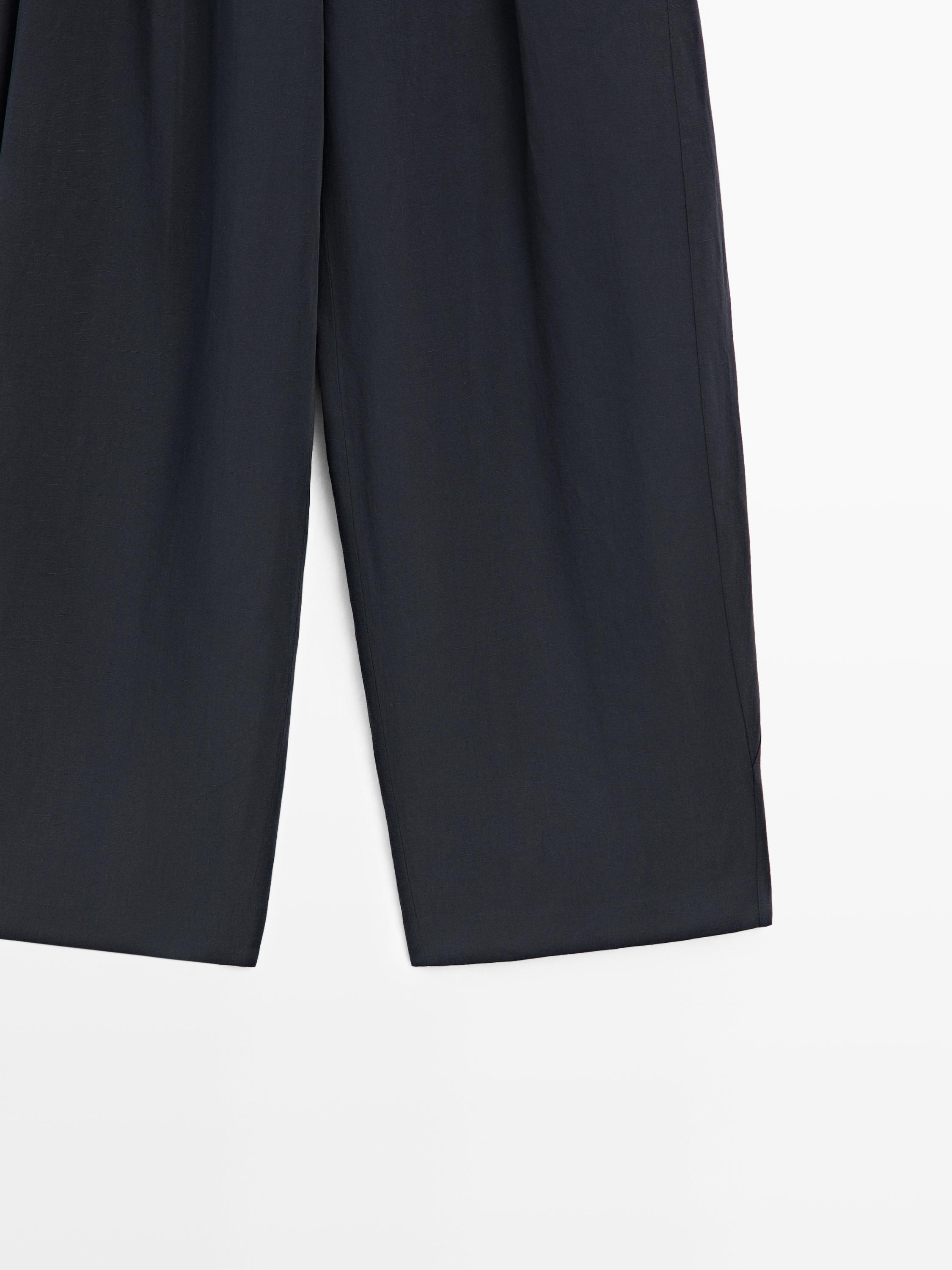 Flowing trousers with darts — NAVY BLUE
