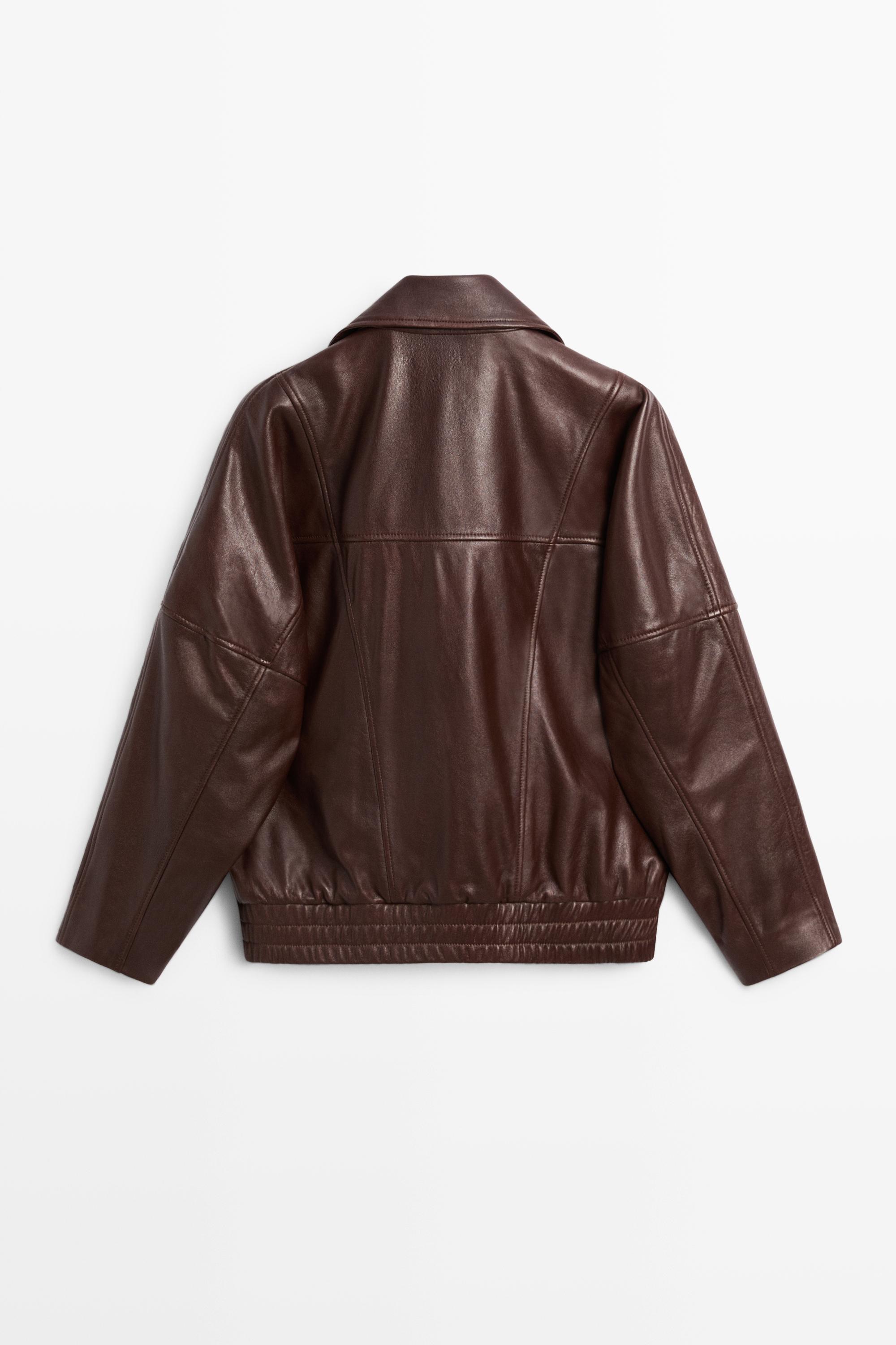 Nappa leather bomber jacket — BROWN