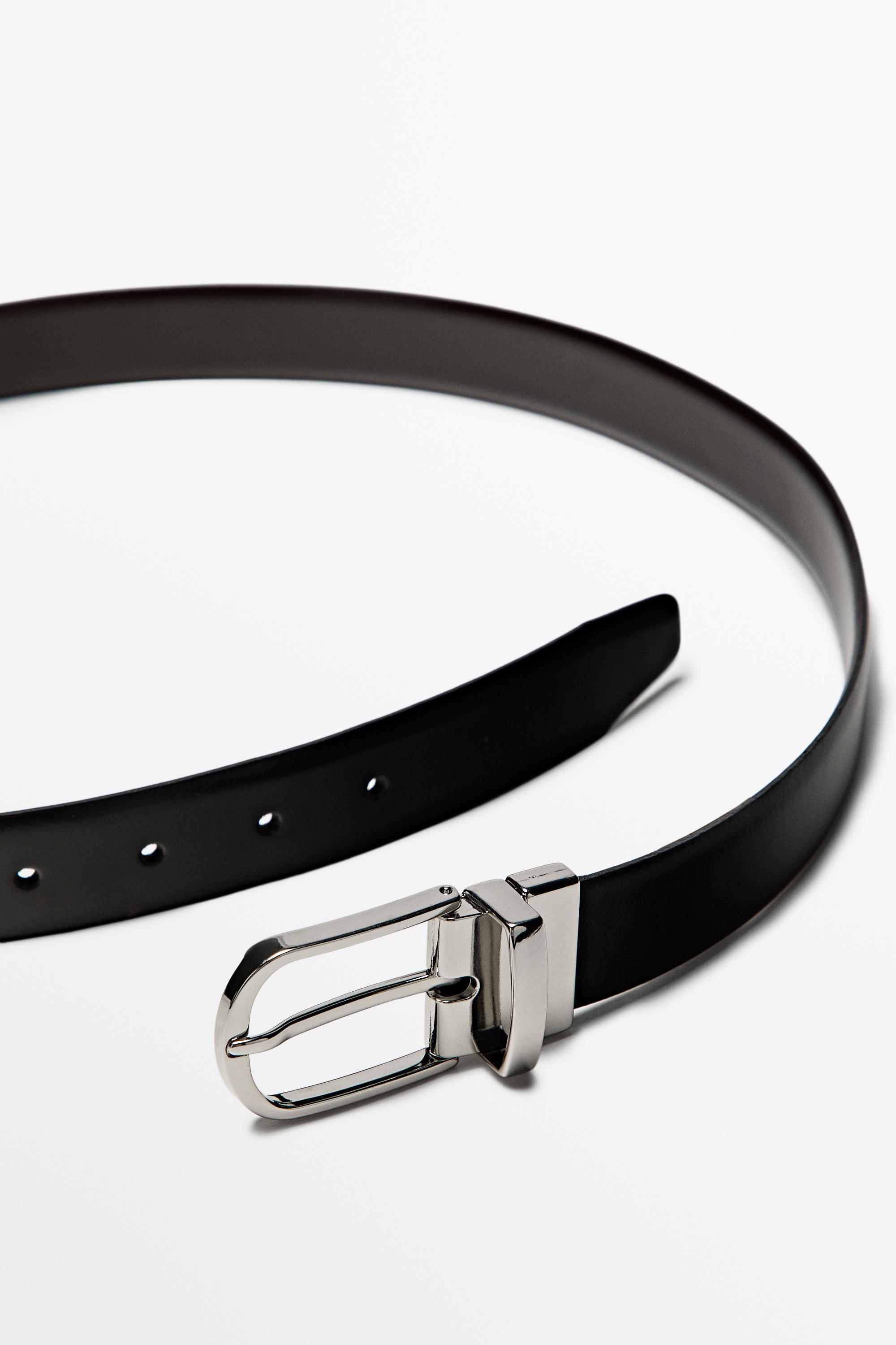 Reversible nappa leather belt — BLACK