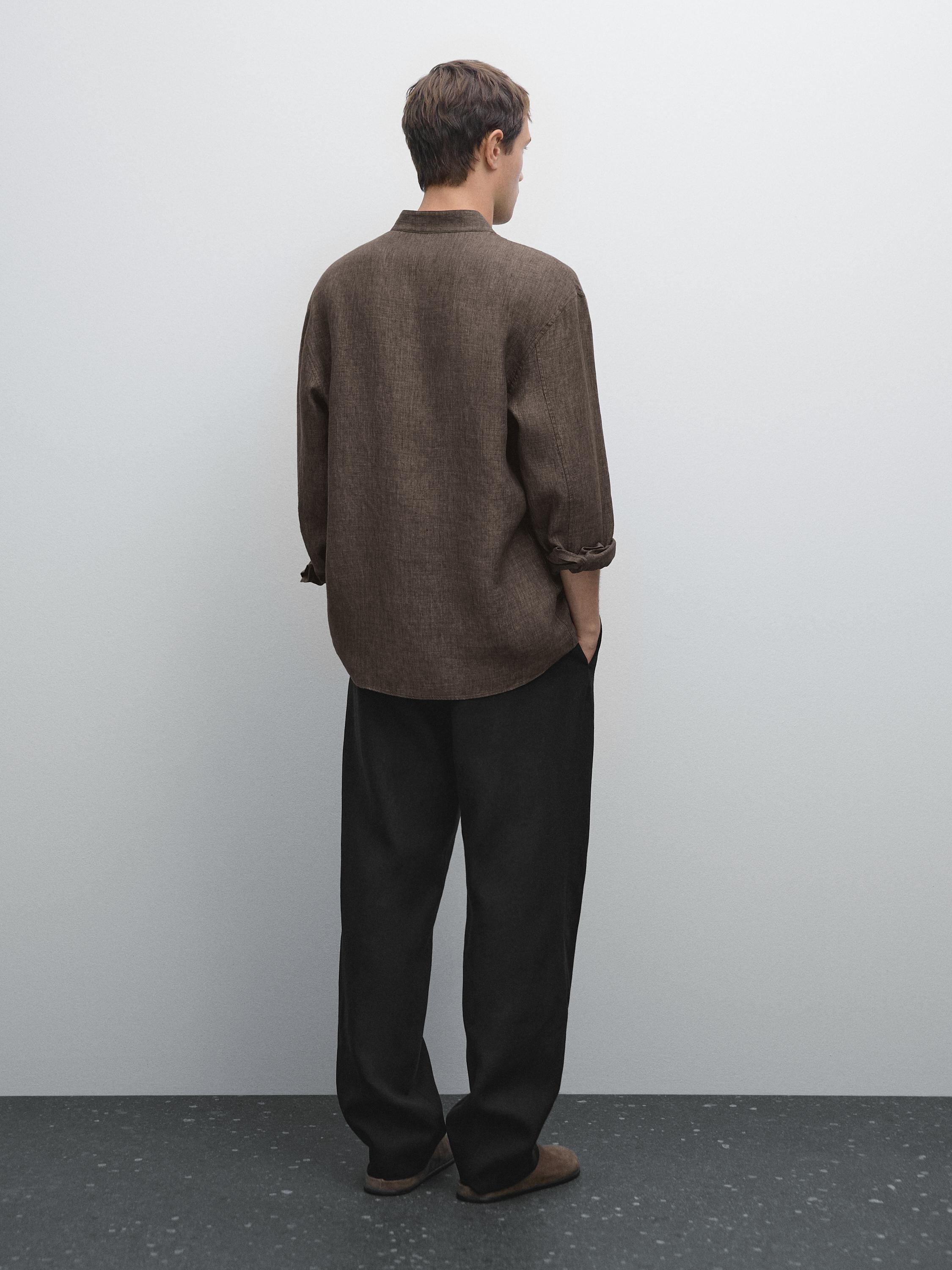 Relaxed fit overshirt with a stand collar