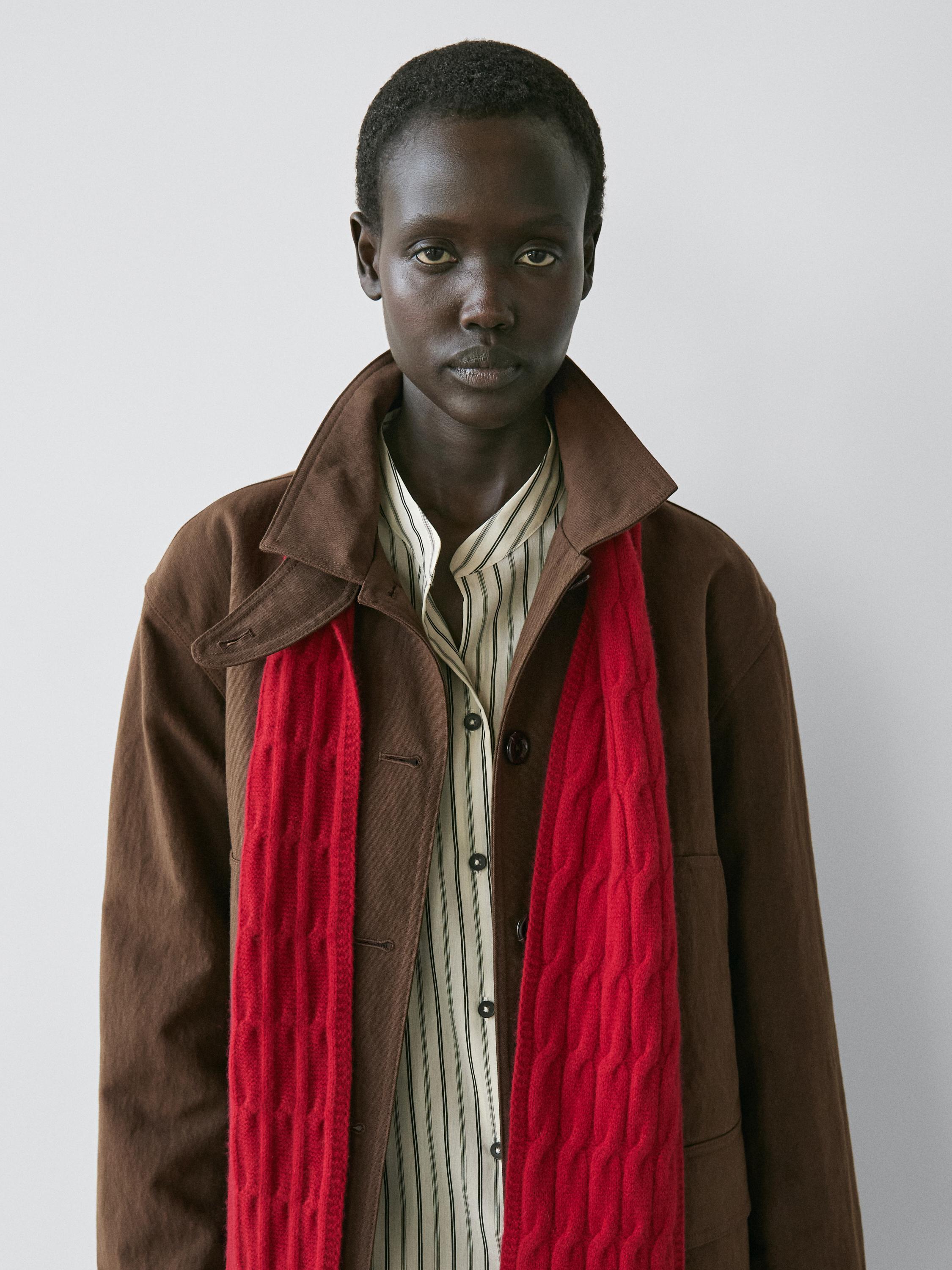Cotton blend jacket with pockets — BROWN