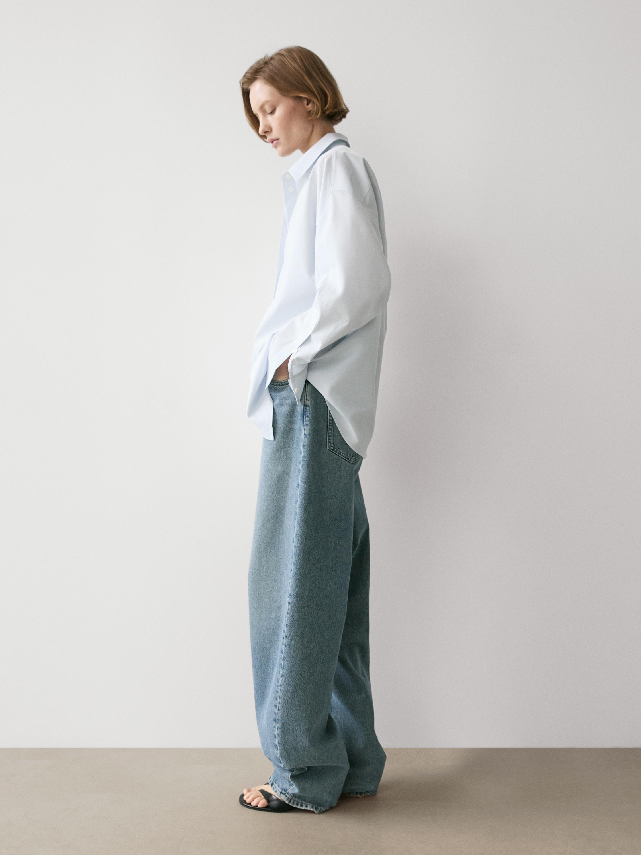Poplin and cotton blend shirt — SKY BLUE
