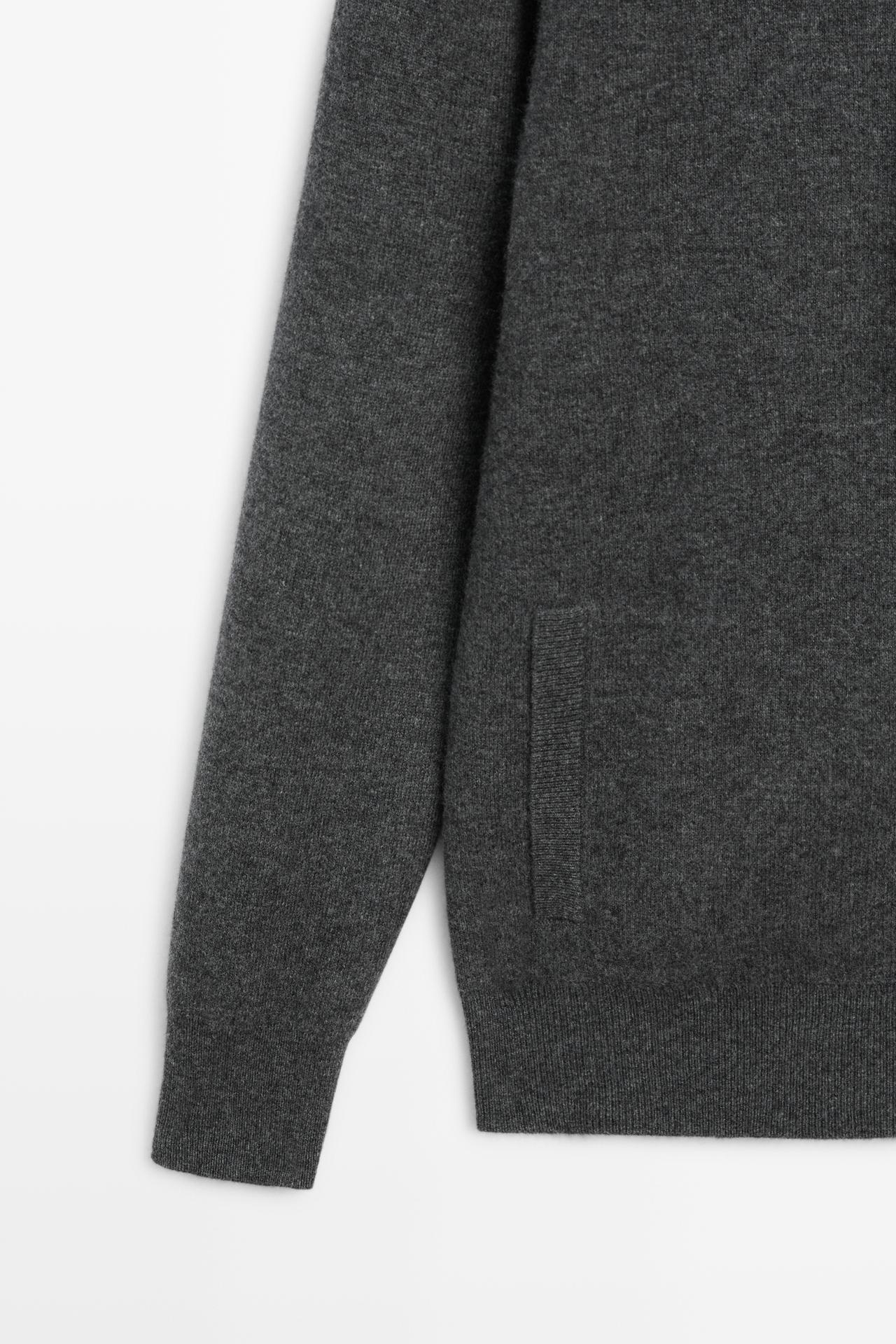 Cashmere knit cardigan with hood — MEDIUM GREY