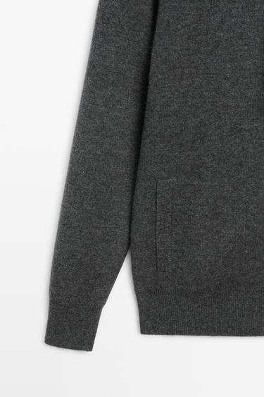 Cashmere knit cardigan with hood — MEDIUM GREY 7
