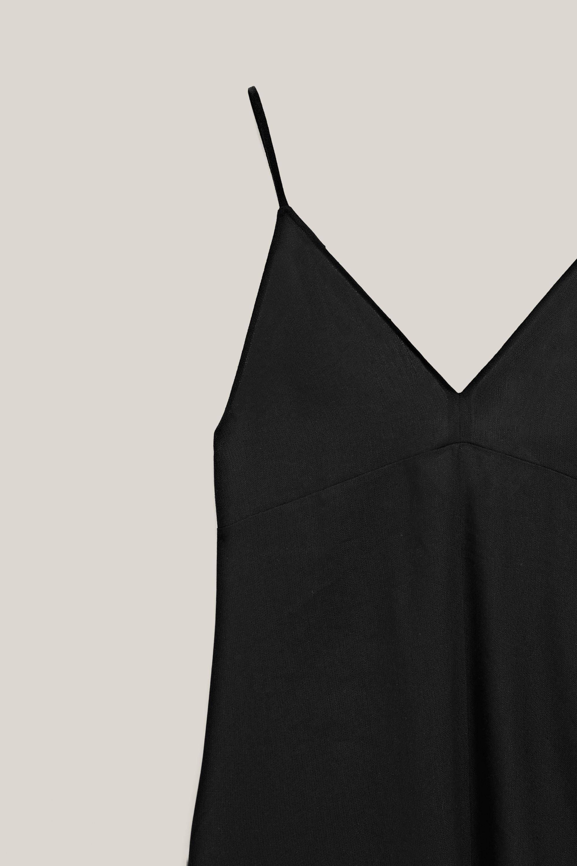 Flowing linen blend slip dress - LIMITED EDITION — BLACK