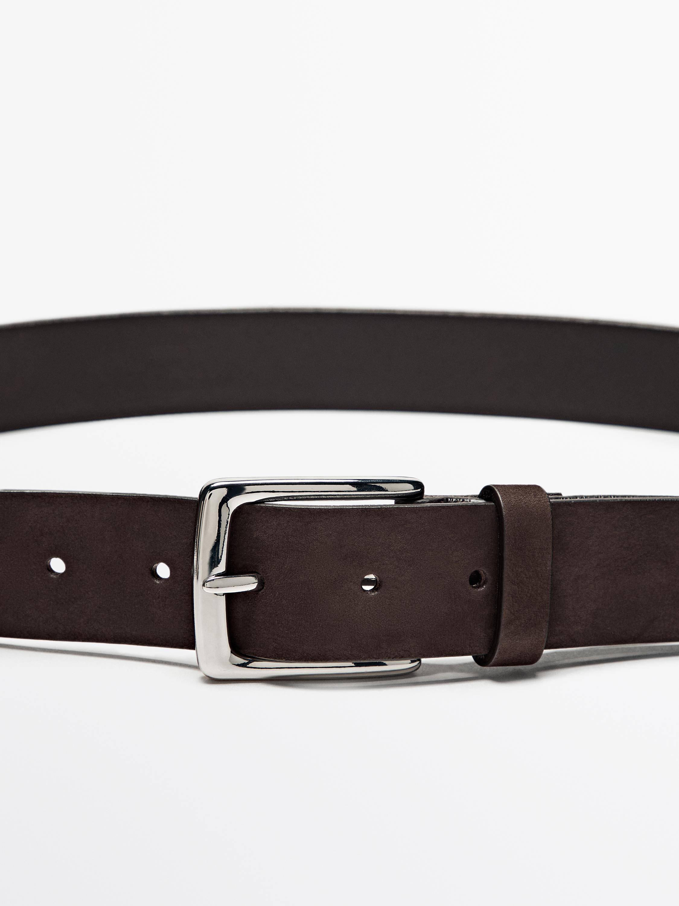 Cinturón nobuck hebilla rectangular