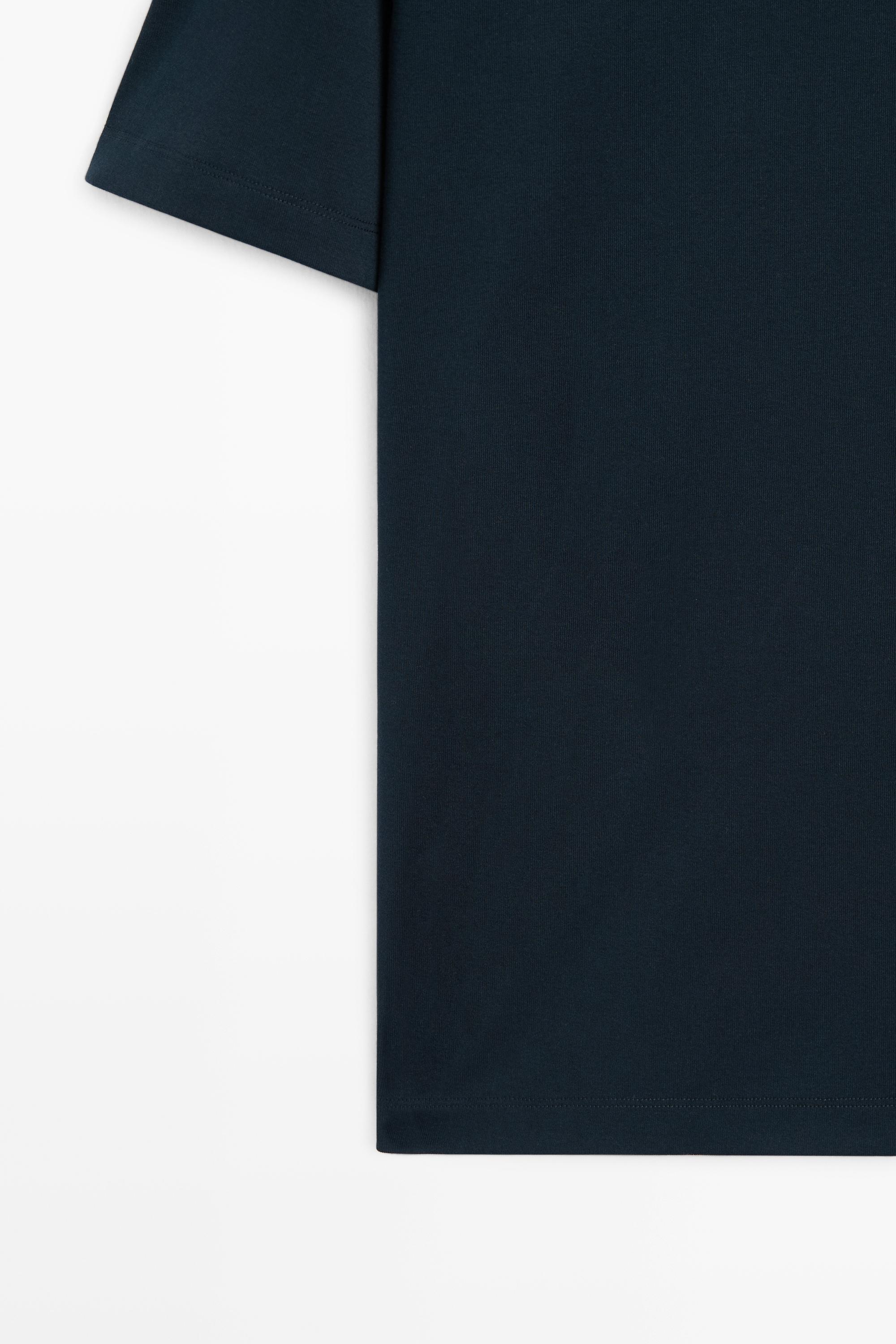 100% cotton layered collar T-shirt — NAVY BLUE
