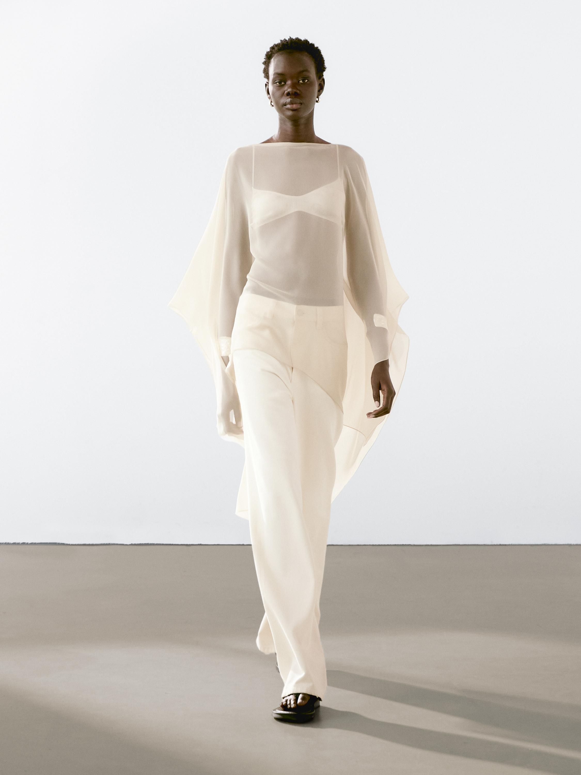 Flowing 100% mulberry silk cape