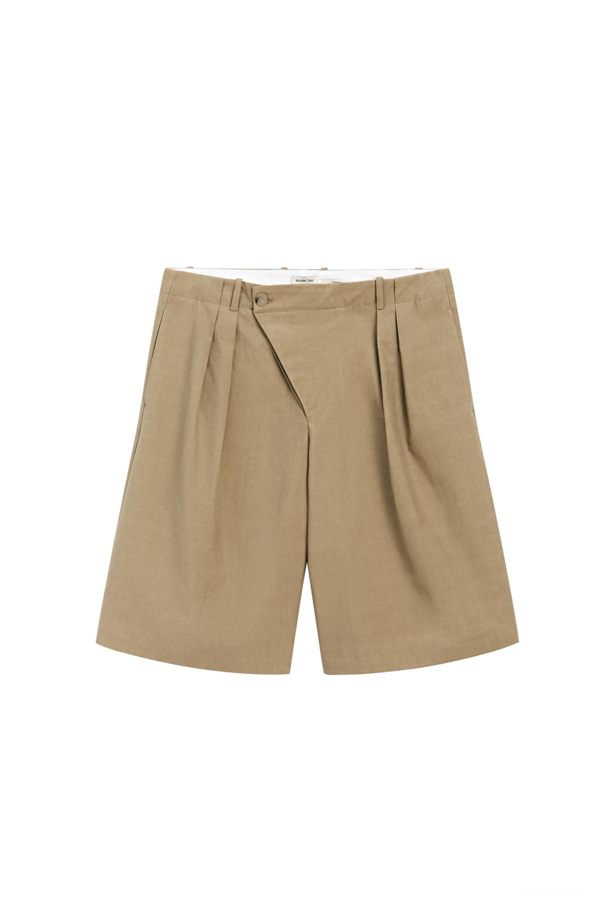 Bermuda shorts with crossover fastening - STUDIO — KHAKI