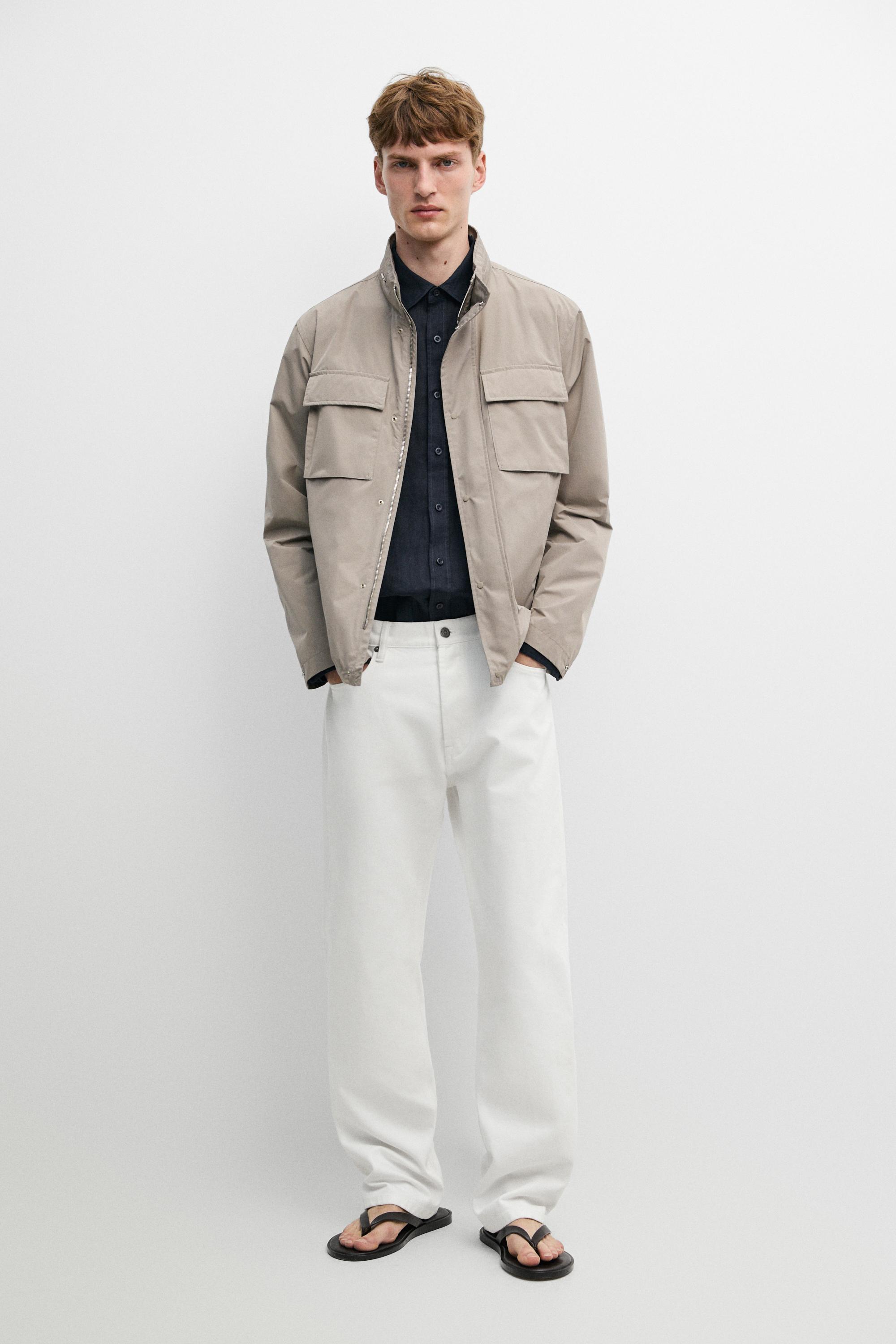 Technical fabric jacket with pocket details — GREY MARL