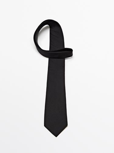 Cotton and silk blend twill tie — BLACK 4