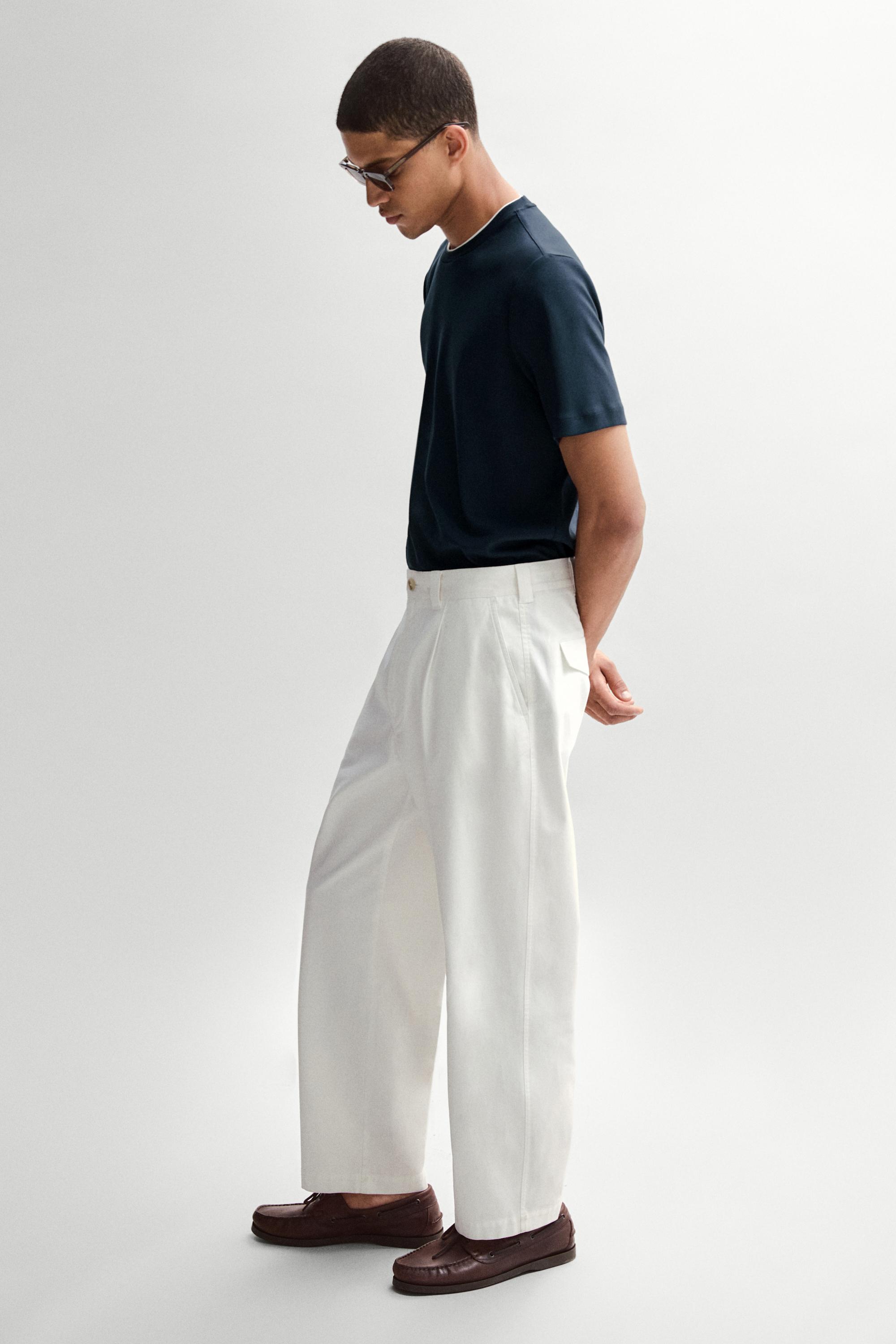 100% cotton layered collar T-shirt — NAVY BLUE