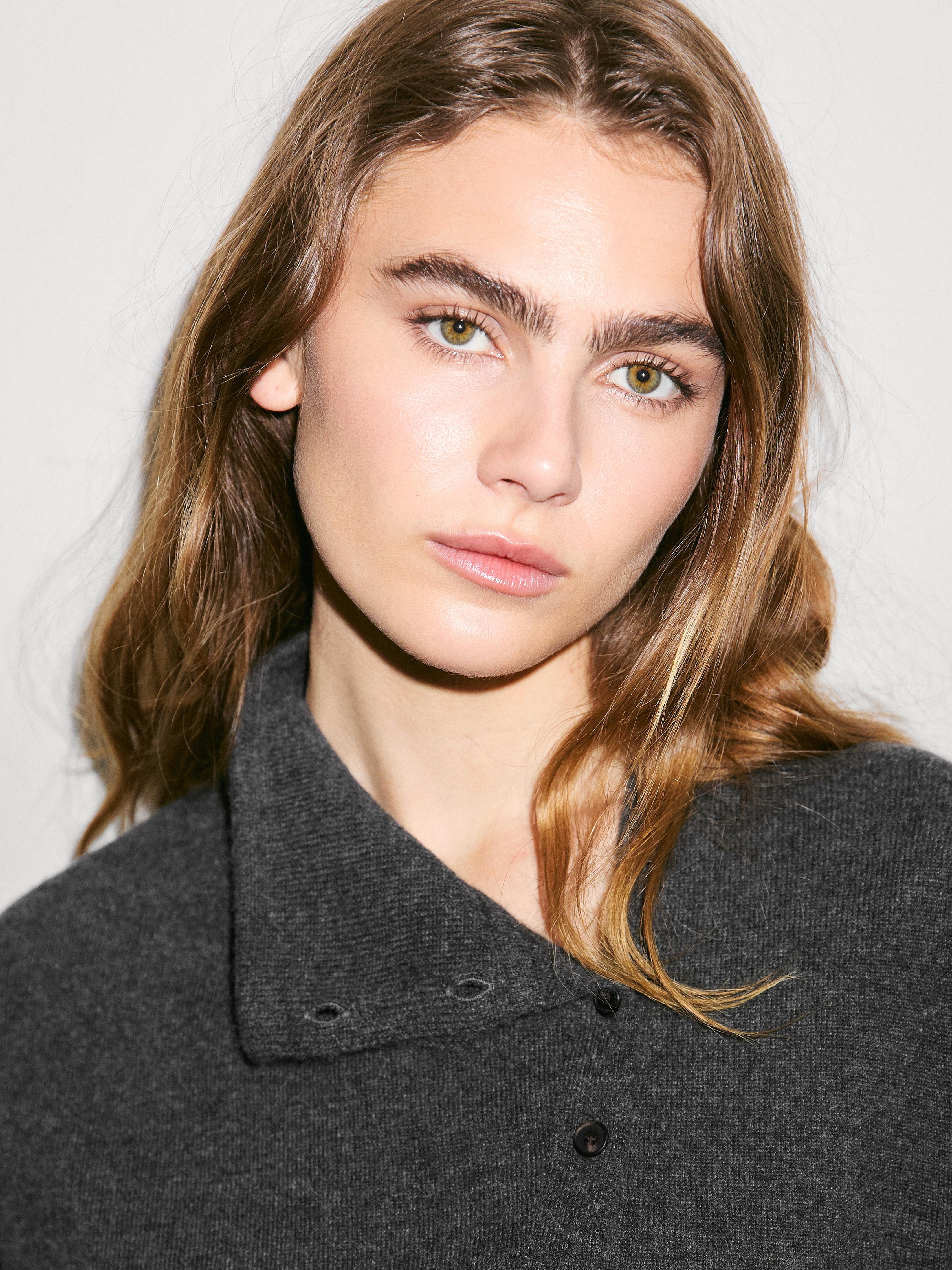 100% cashmere roll neck cardigan